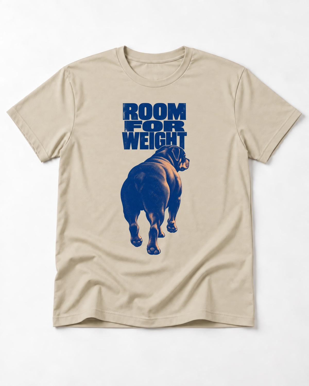 Room for Weight Rottweiler T-Shirt in Sand, flat lay product photo