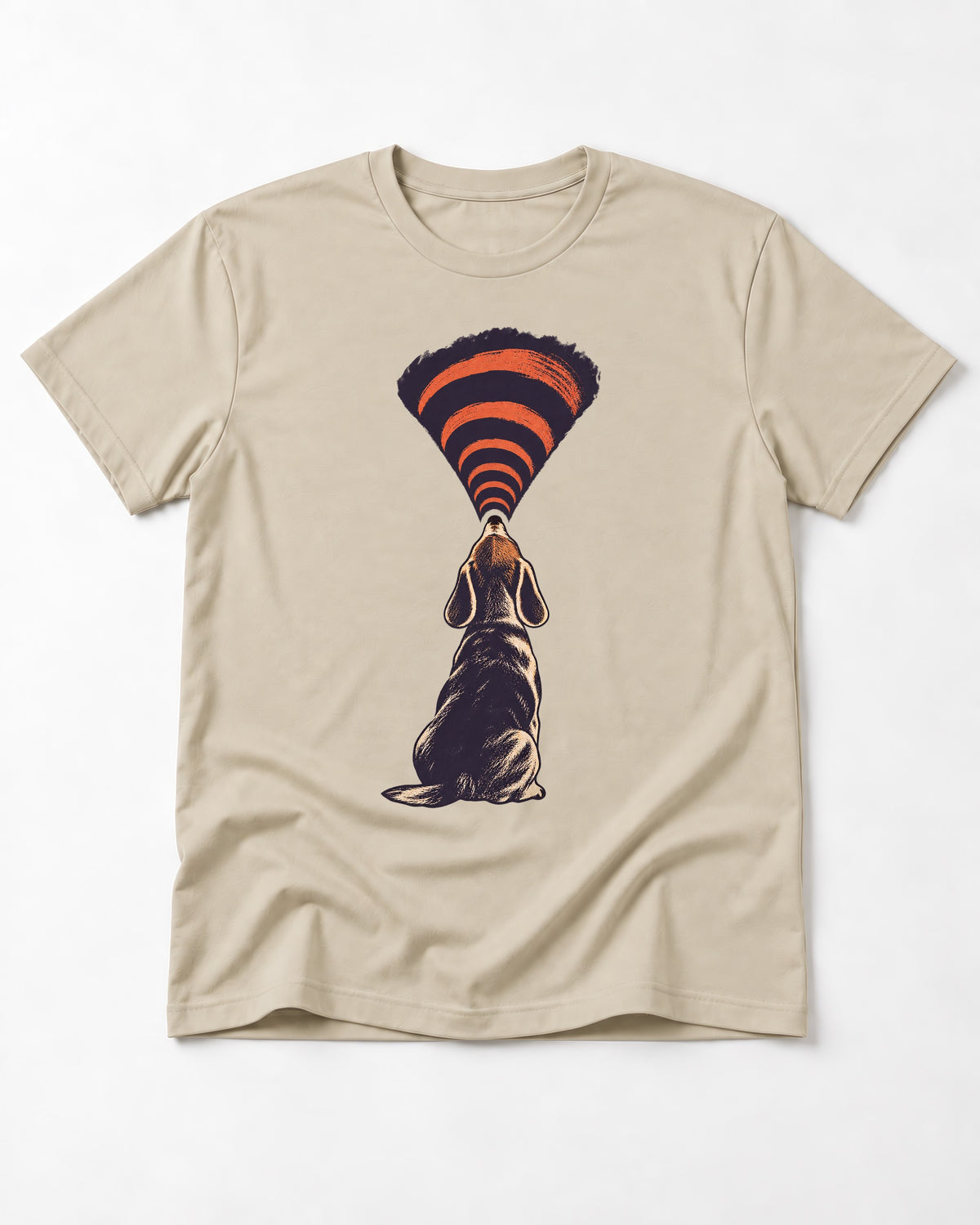 Beagle Broadcast T-Shirt in Sand, flat lay product photo