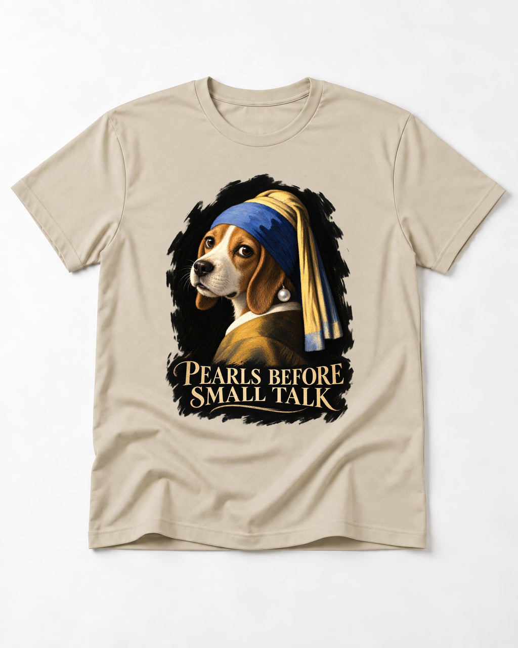 Beagle Paris Before Small Talk T-Shirt in Sand, flat lay product photo
