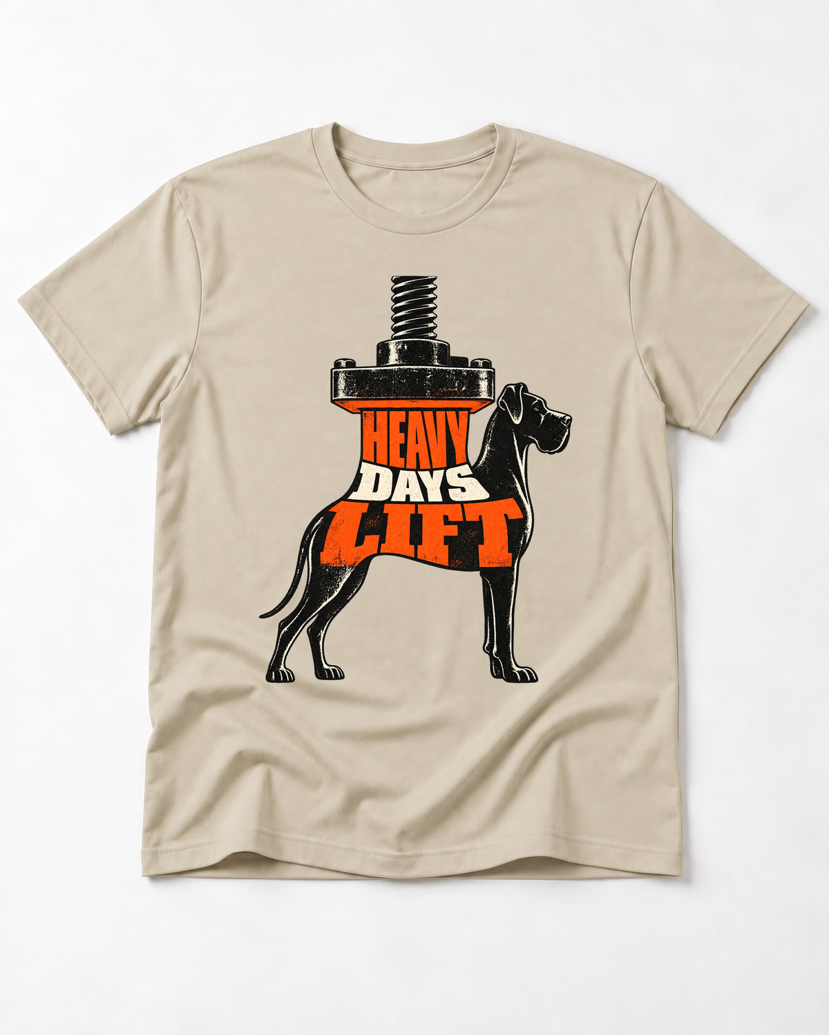 Great Dane Heavy Days Lift T-Shirt in Sand, flat lay product photo