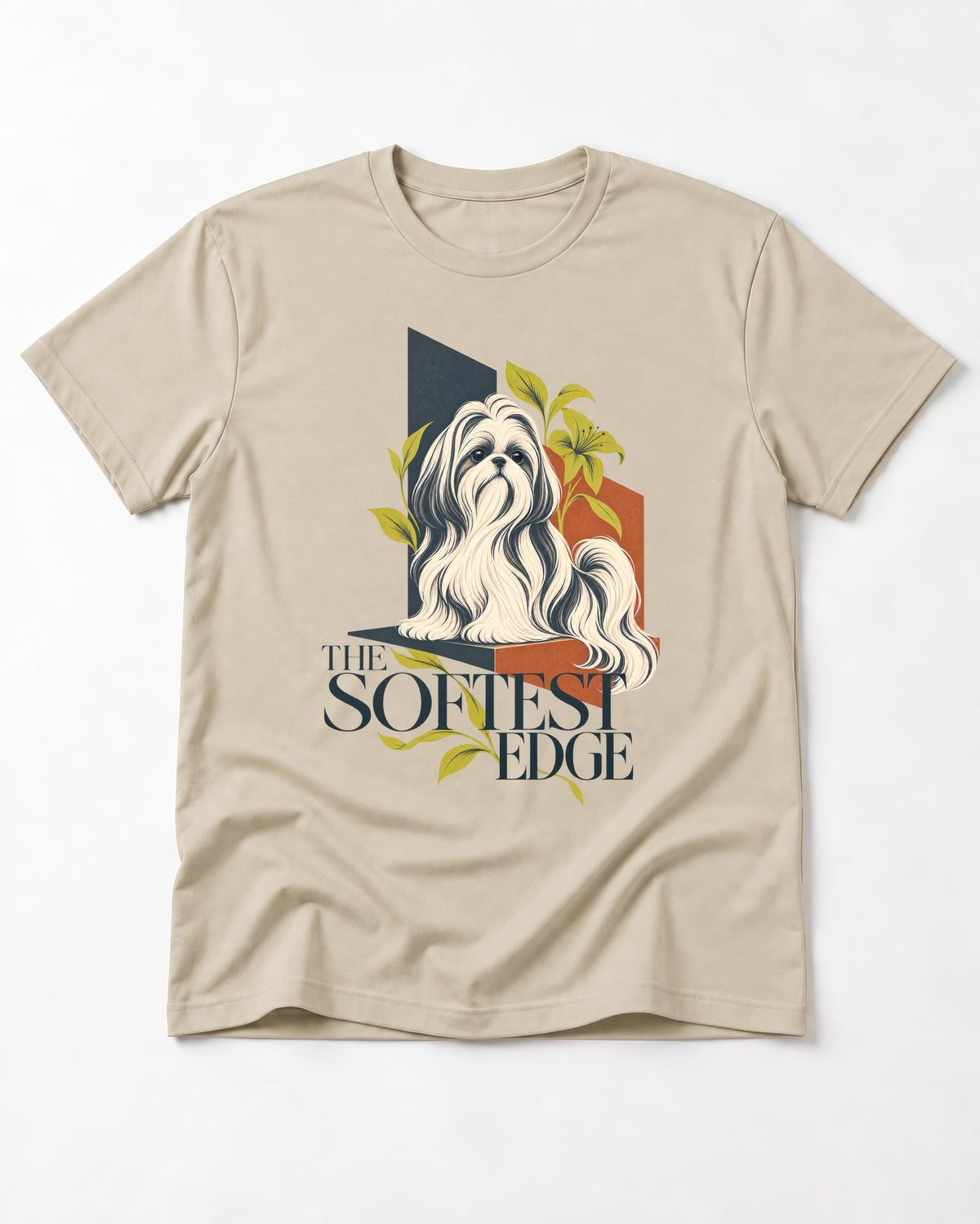Shih Tzu The Softest Edge T-Shirt in Sand, flat lay product photo