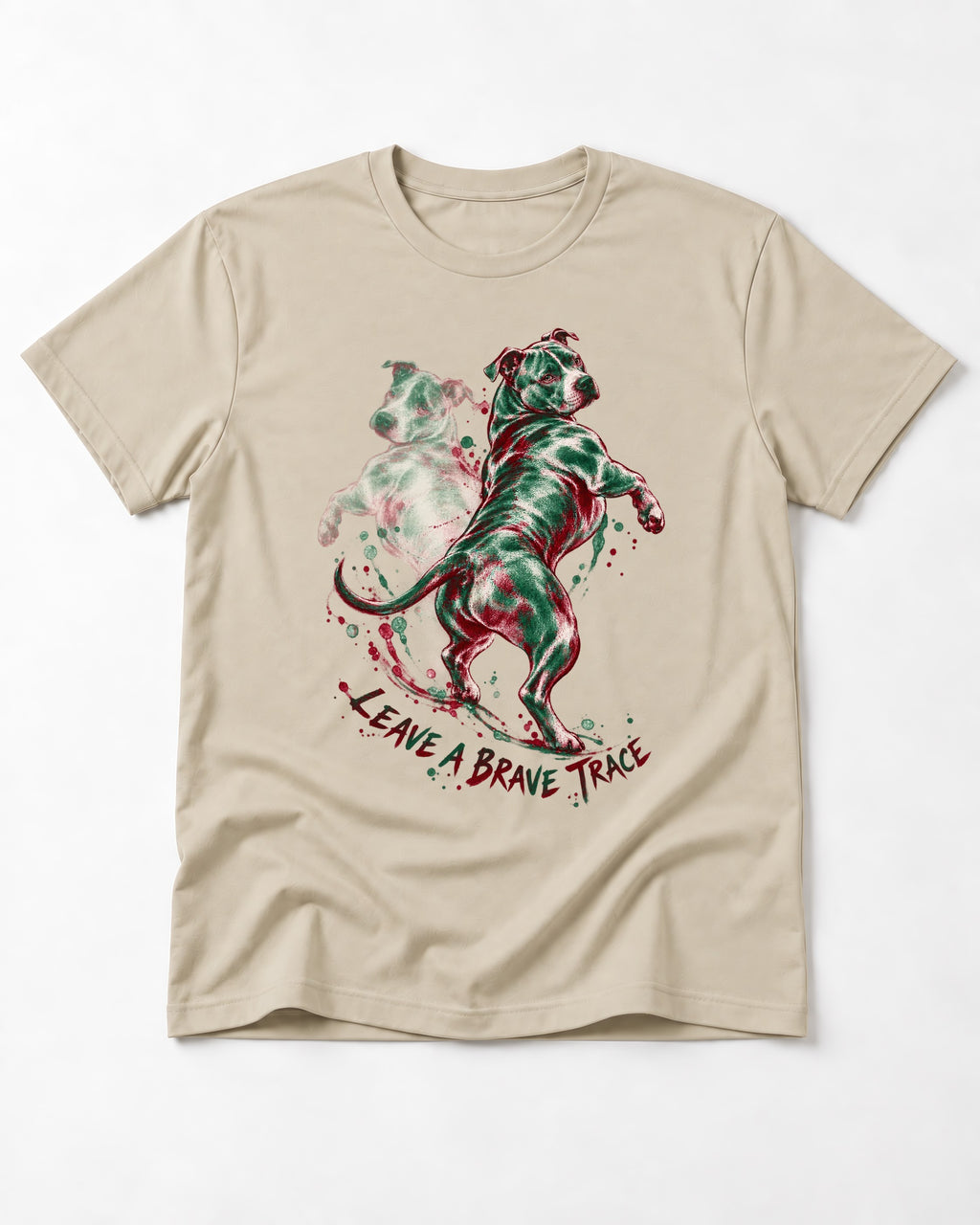 Pitbull's Brave Trace T-Shirt in Sand, flat lay product photo