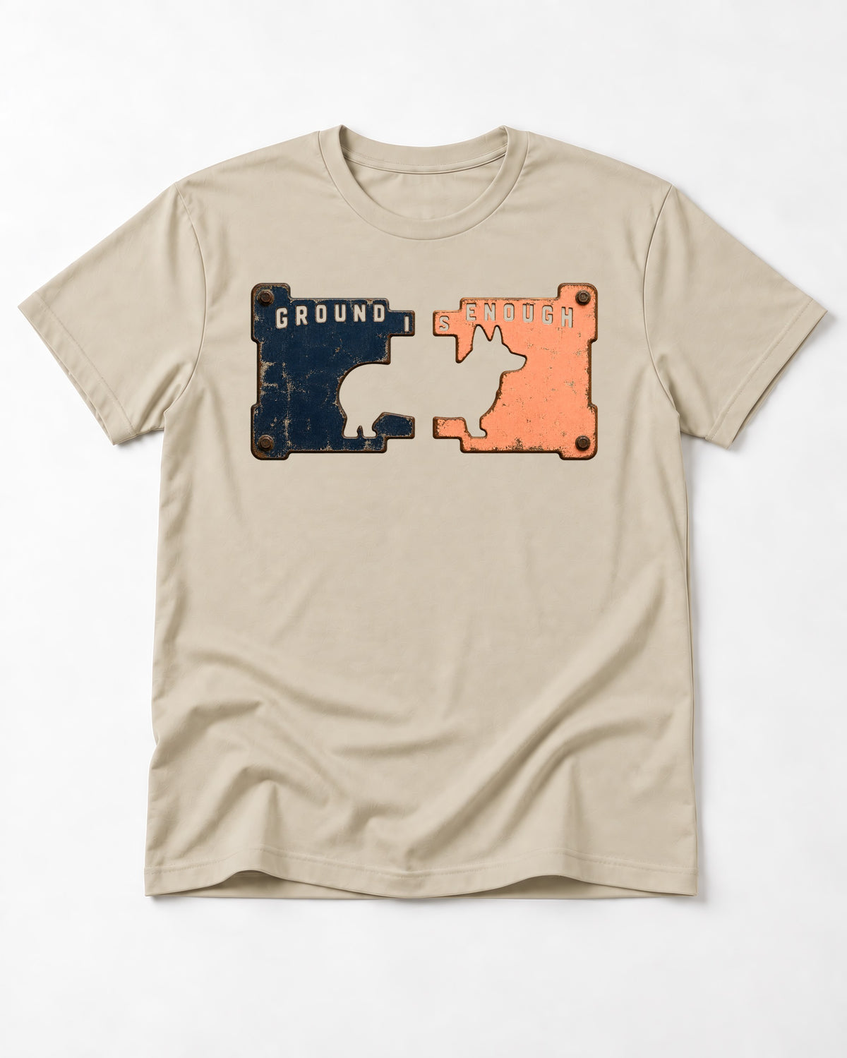 Corgi Is Enough T-Shirt in Sand, flat lay product photo