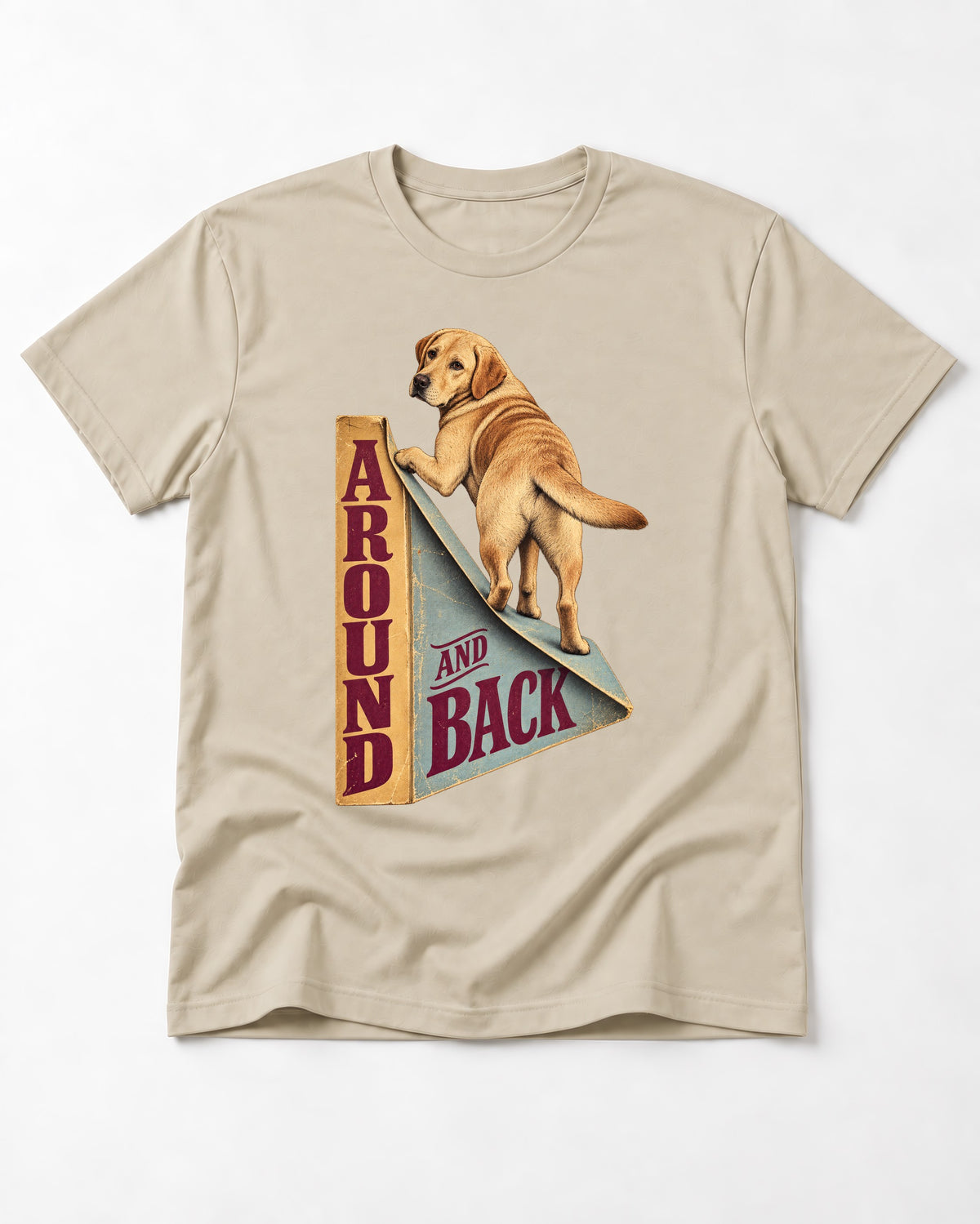 Labrador Retriever Around and Back T-Shirt in Sand, flat lay product photo