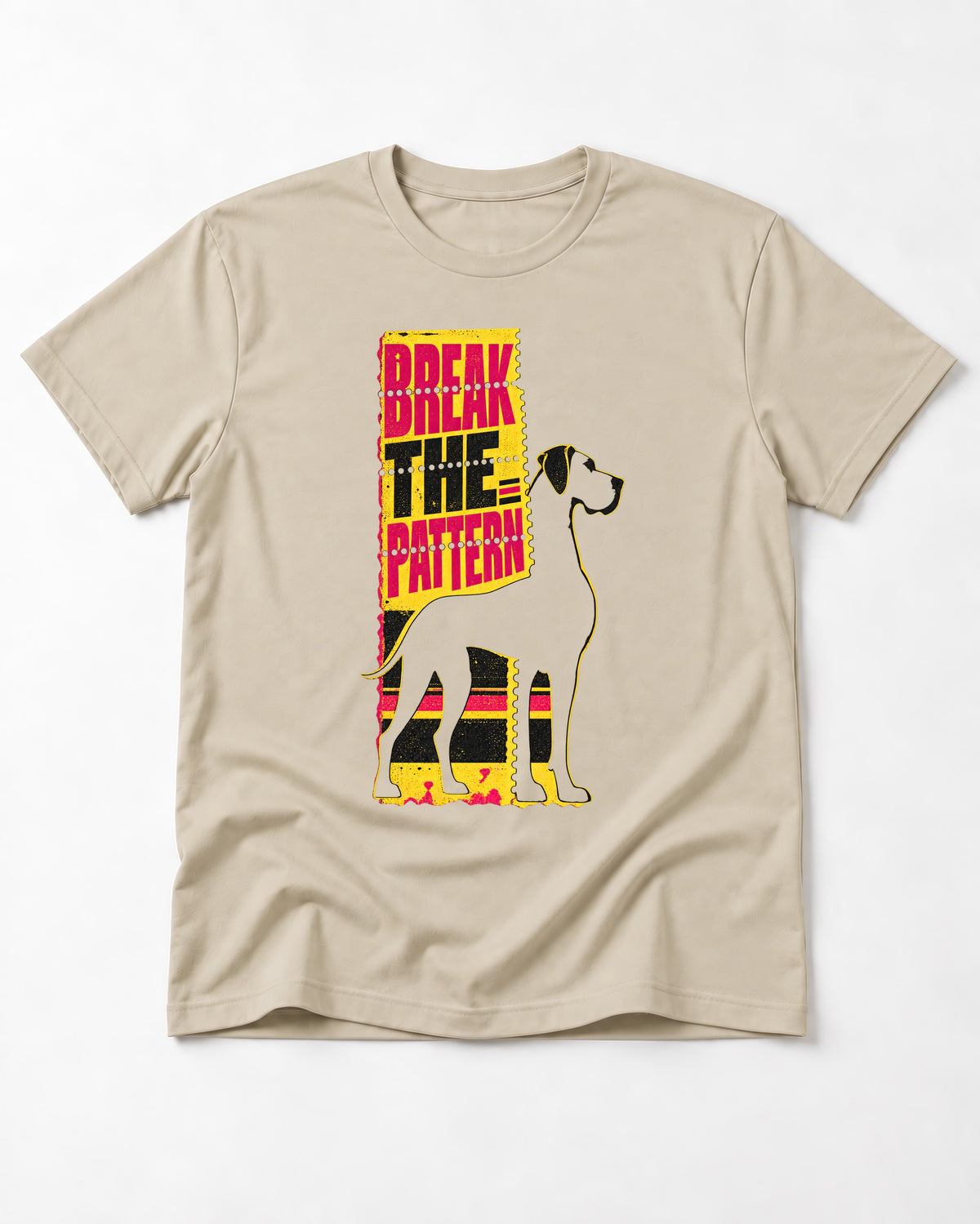 Great Dane Break the Pattern T-Shirt in Sand, flat lay product photo