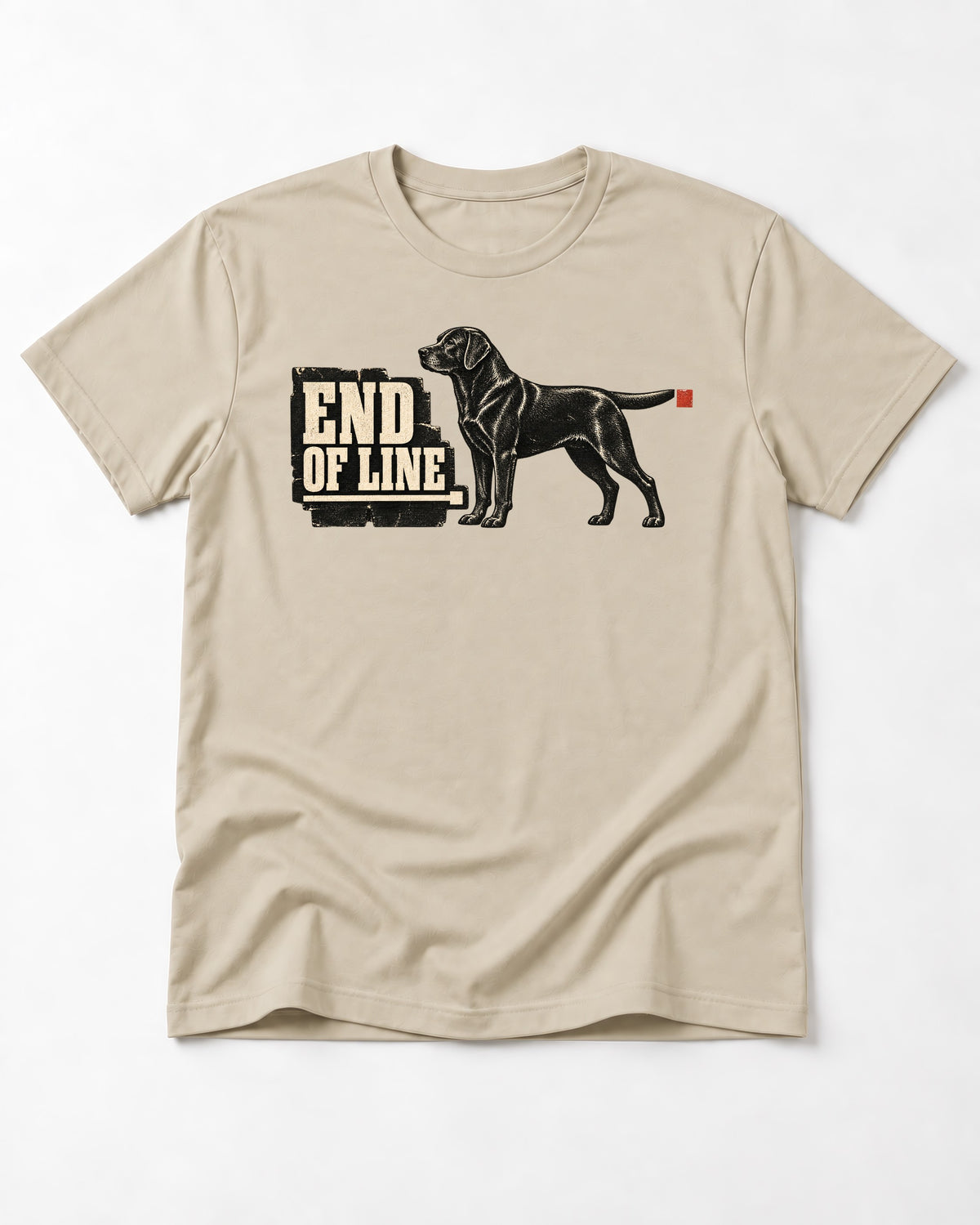 End of Line Labrador Retriever T-Shirt in Sand, flat lay product photo