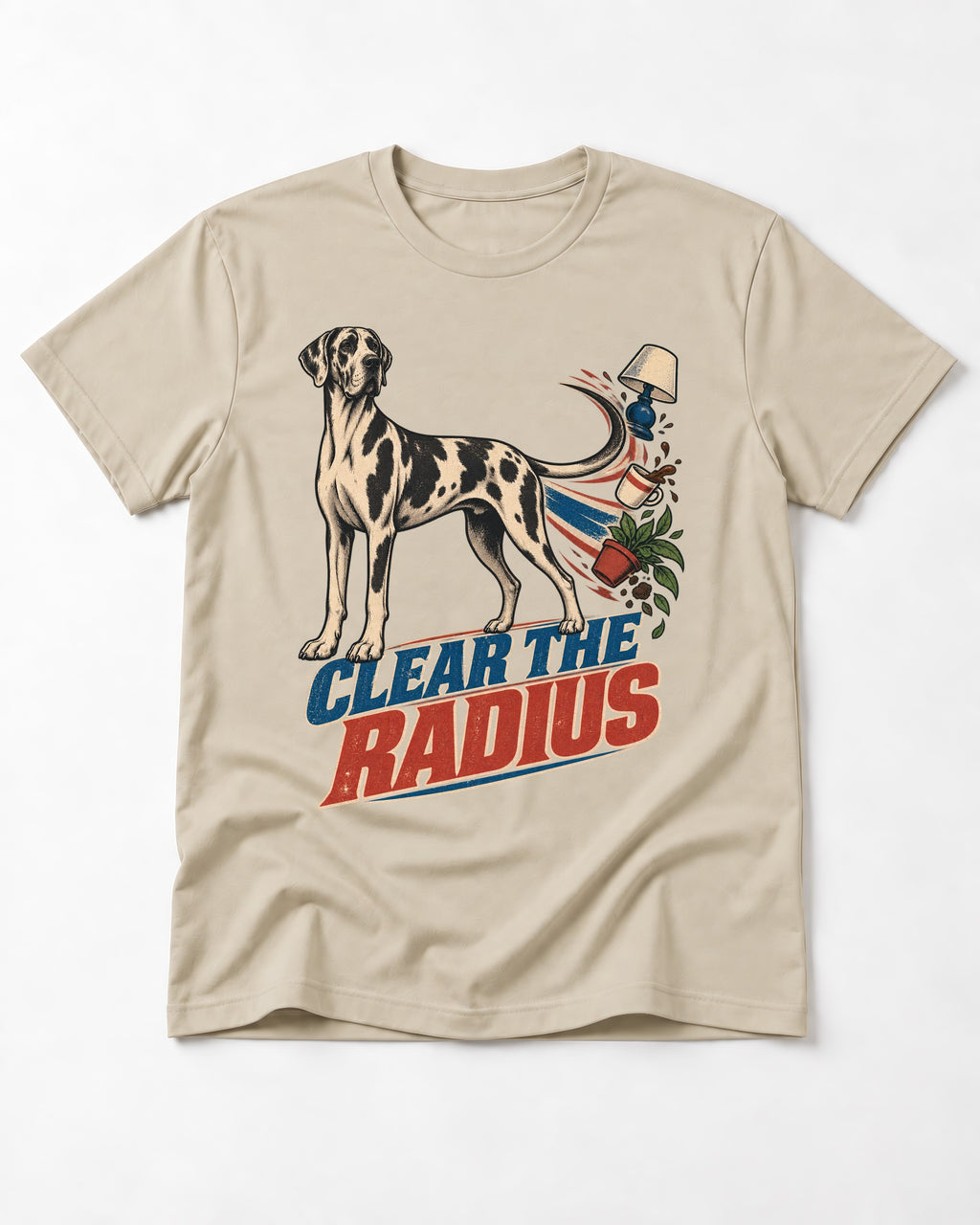 Great Dane Clear the Radius T-Shirt in Sand, flat lay product photo