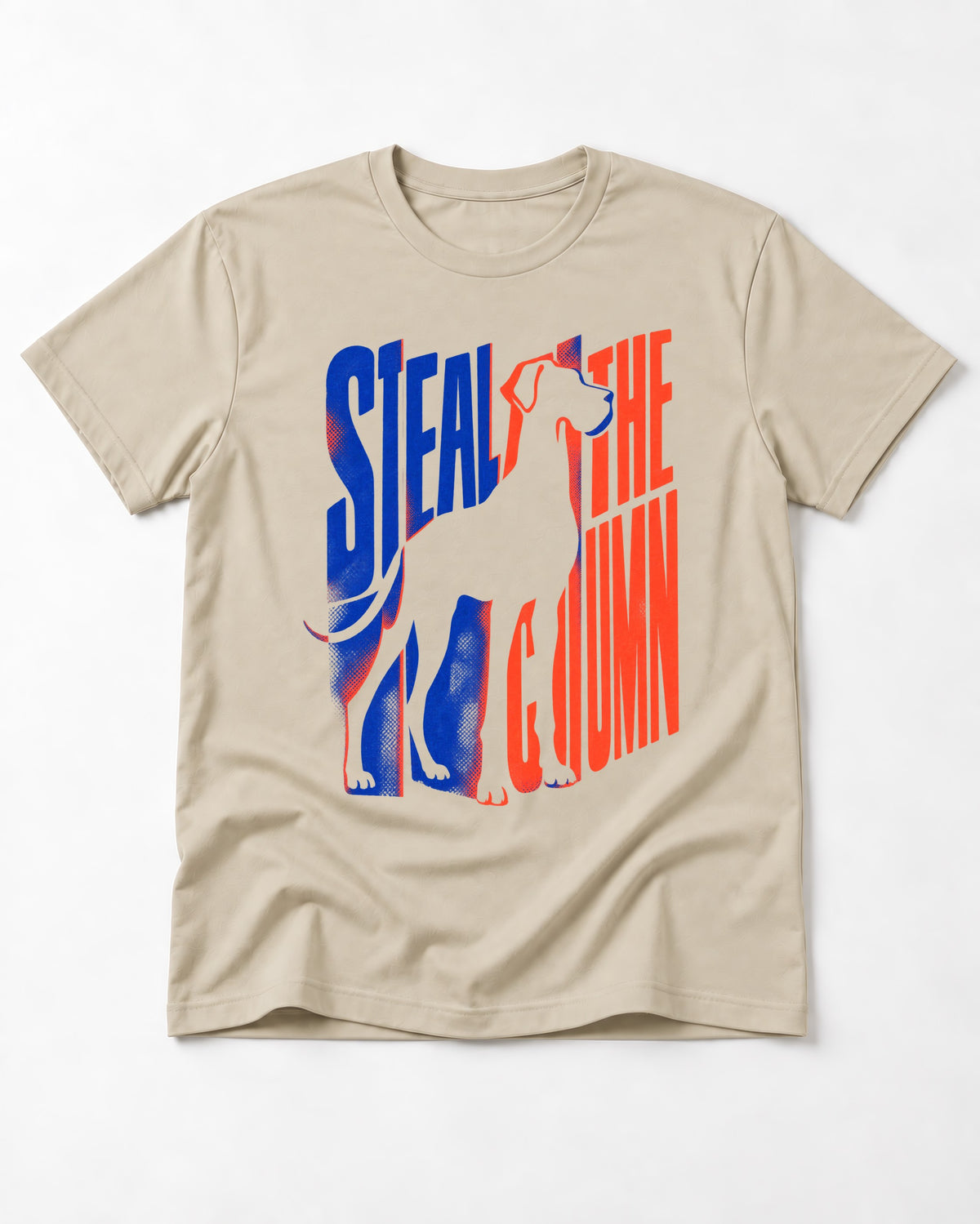 Steal the Show Great Dane T-Shirt in Sand, flat lay product photo