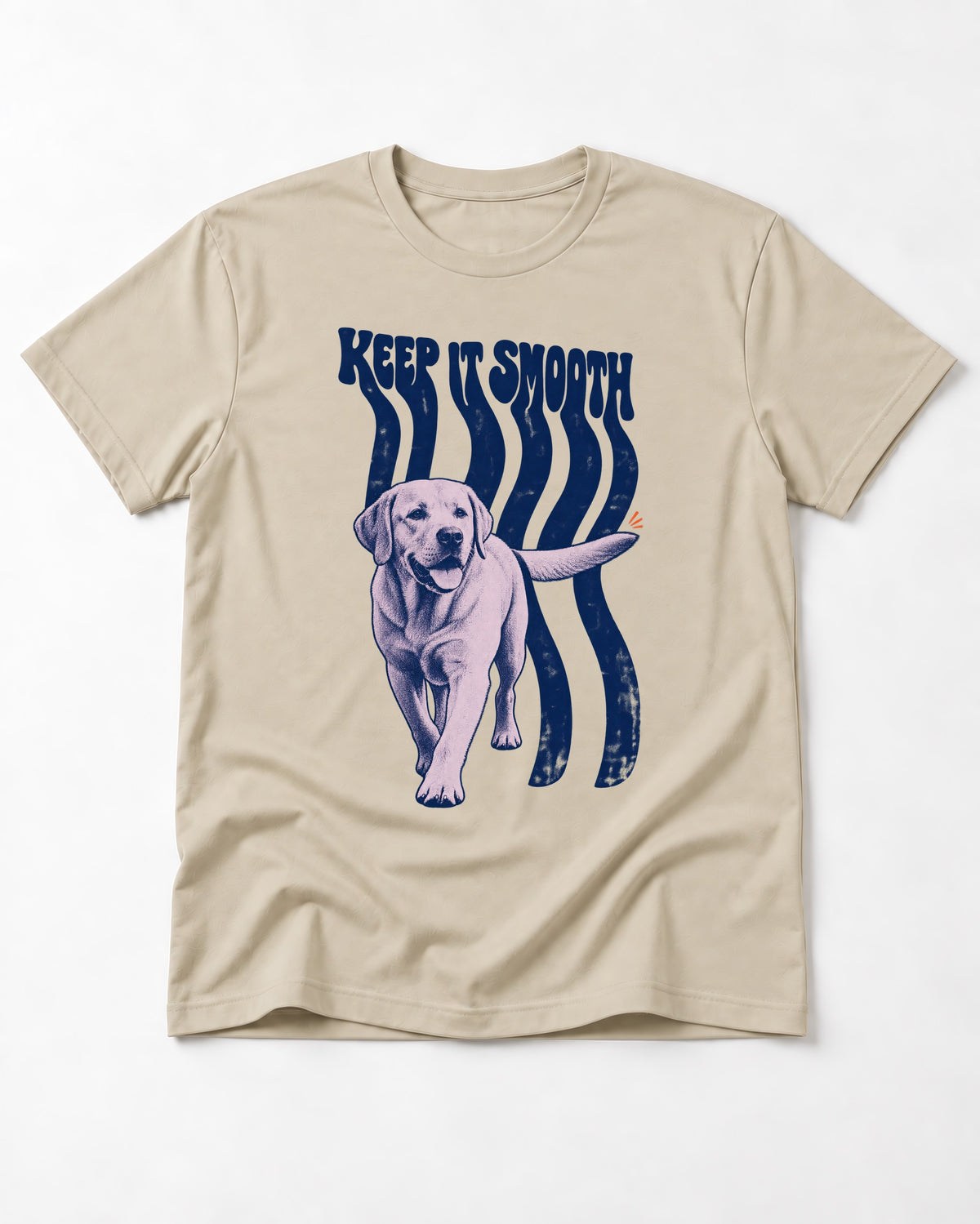 Keep It Smooth Labrador Retriever T-Shirt in Sand, flat lay product photo