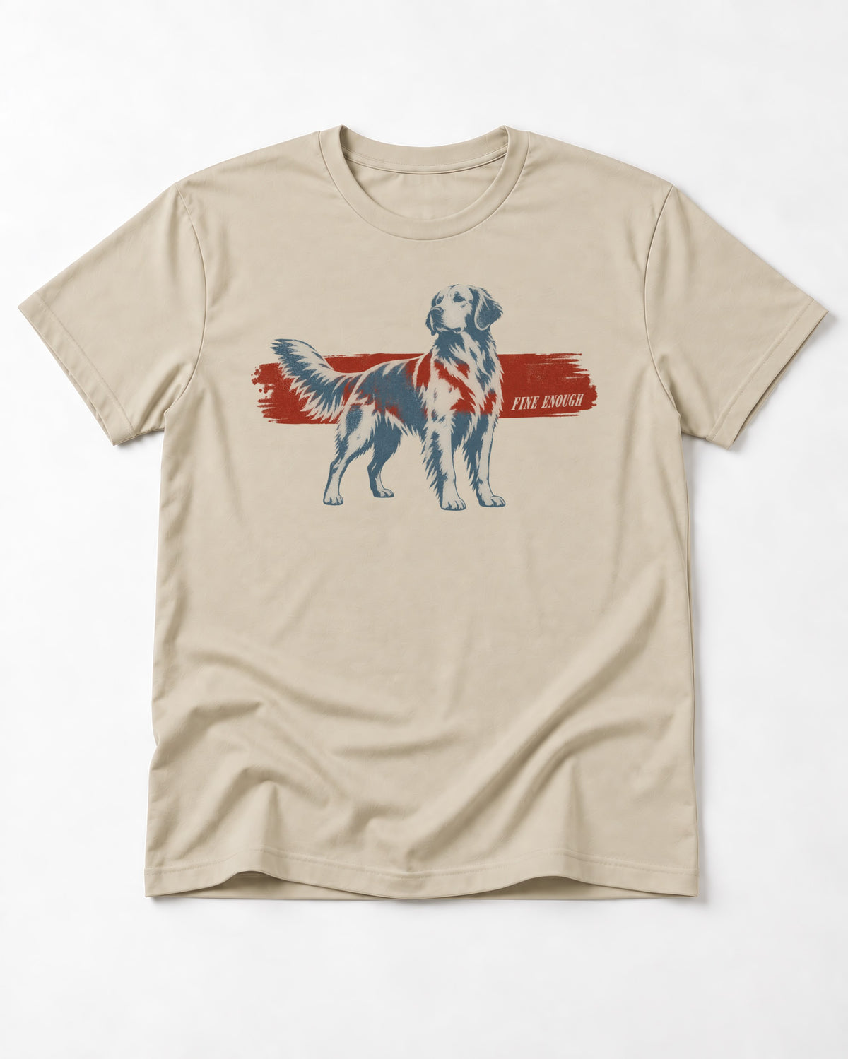 Fine Enough Golden Retriever T-Shirt in Sand, flat lay product photo