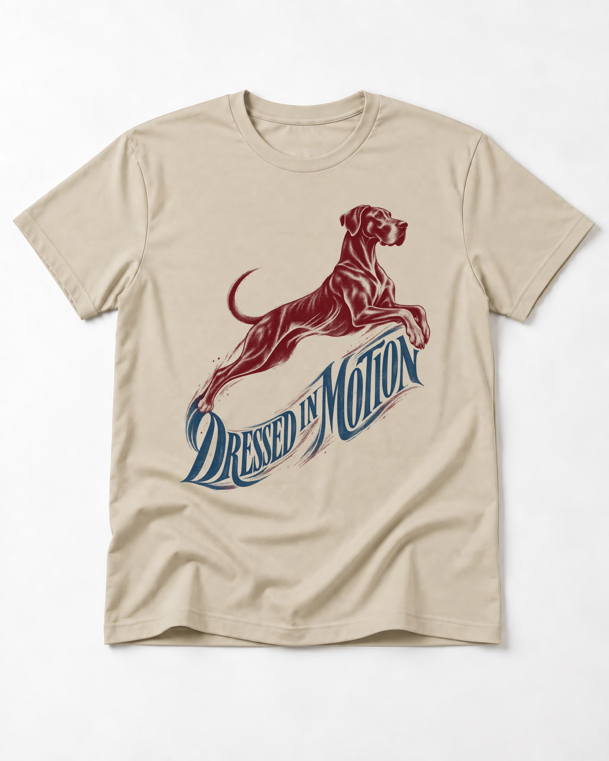Great Dane Dressed in Motion T-Shirt in Sand, flat lay product photo