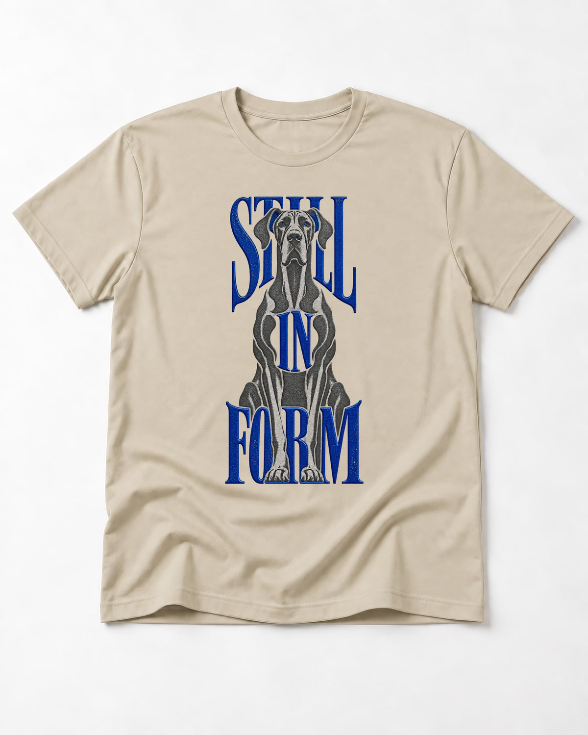 Still in Form Great Dane T-Shirt in Sand, flat lay product photo