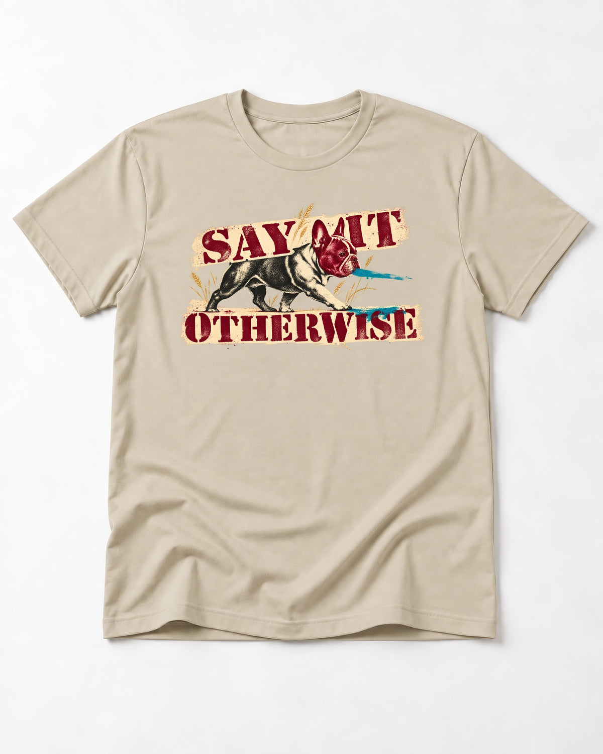 Say It Otherwise Frenchie T-Shirt in Sand, flat lay product photo