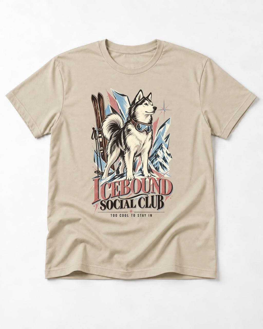 Icebound Husky T-Shirt in Sand, flat lay product photo