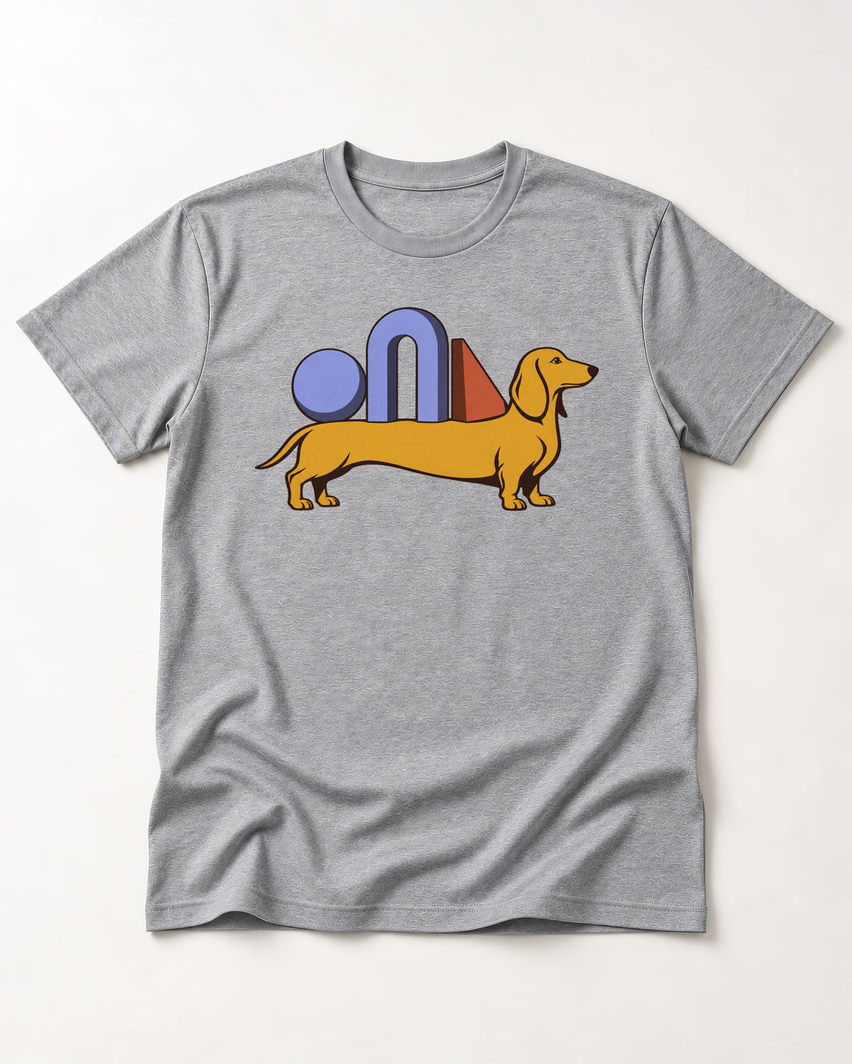 Dachshund Daydream T-Shirt in Sport Grey, flat lay product photo