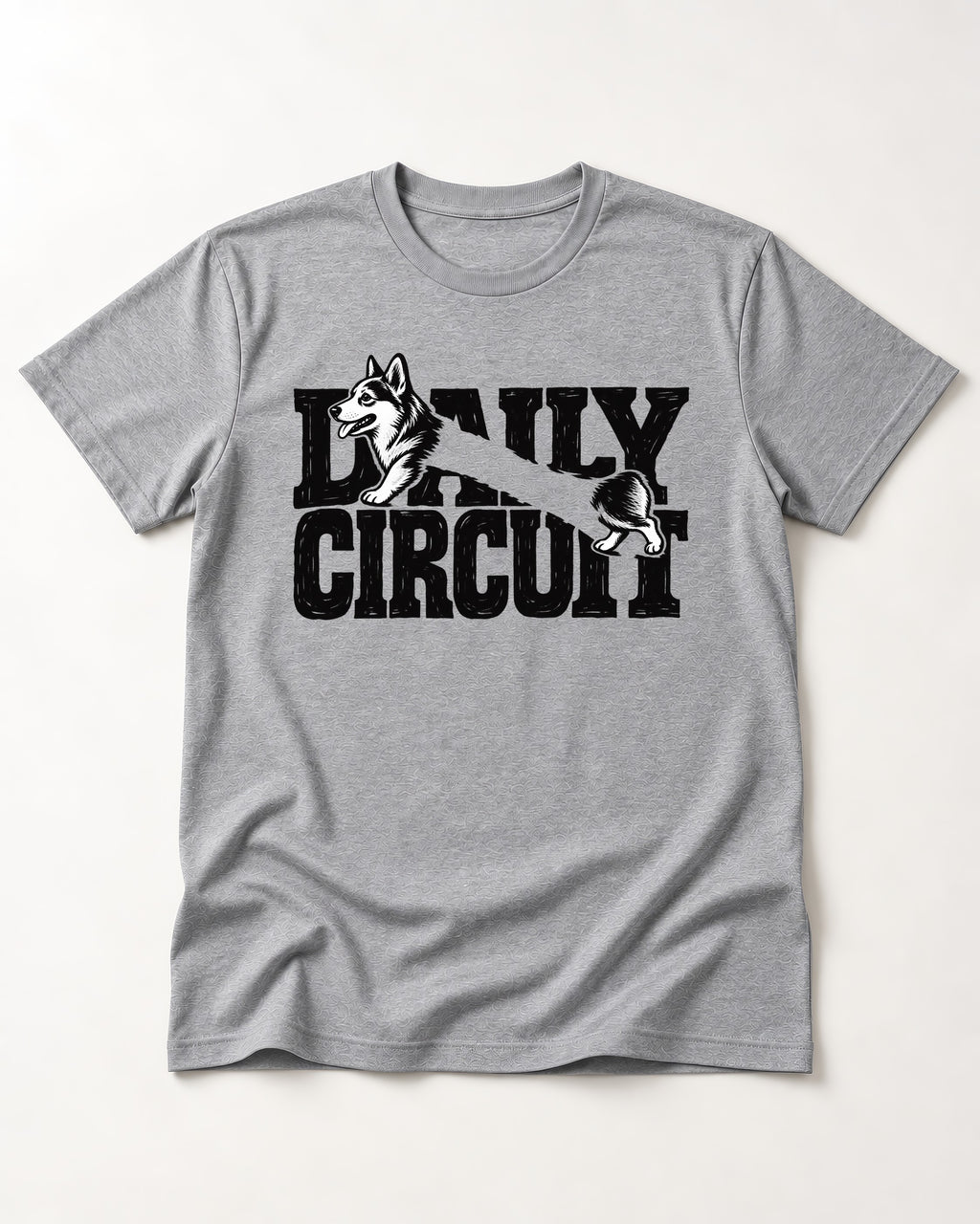 Daily Corgi Circuit T-Shirt in Sport Grey, flat lay product photo