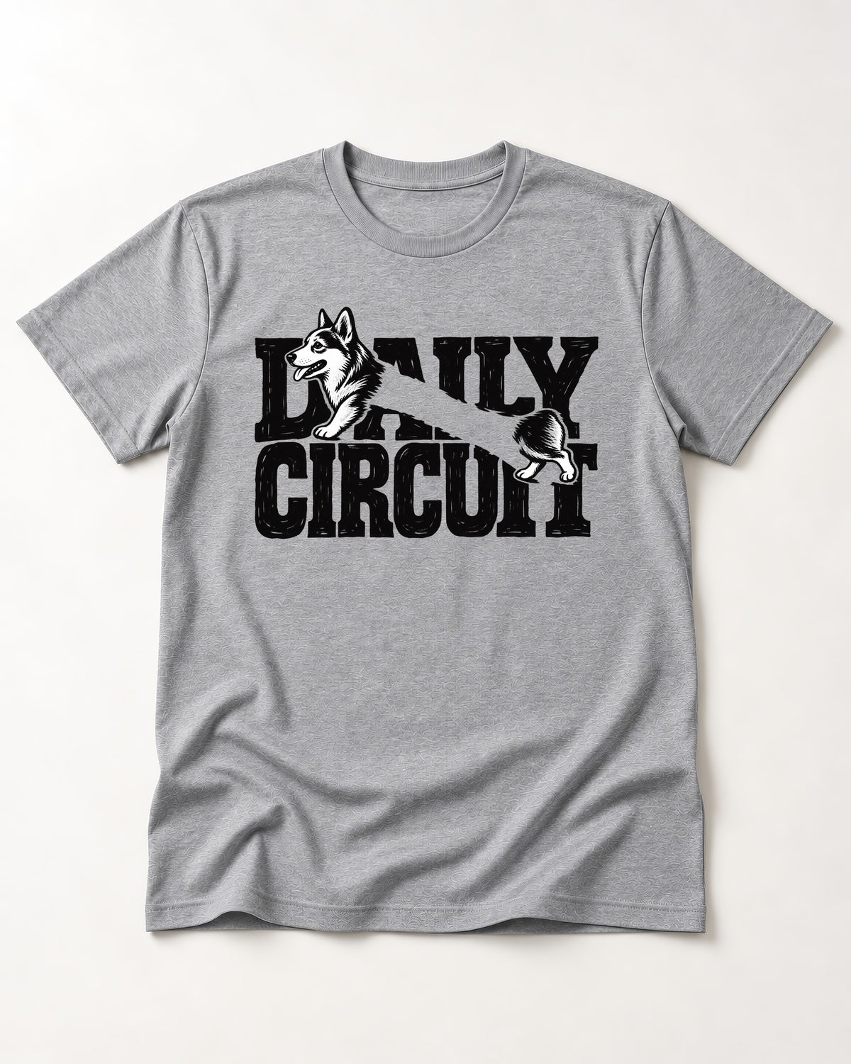 Daily Corgi Circuit T-Shirt in Sport Grey, flat lay product photo
