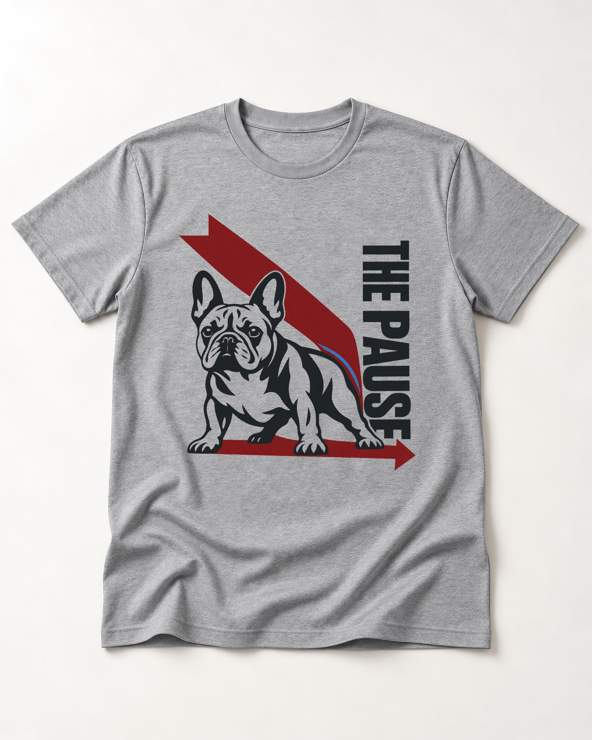 The Frenchie Pause T-Shirt in Sport Grey, flat lay product photo
