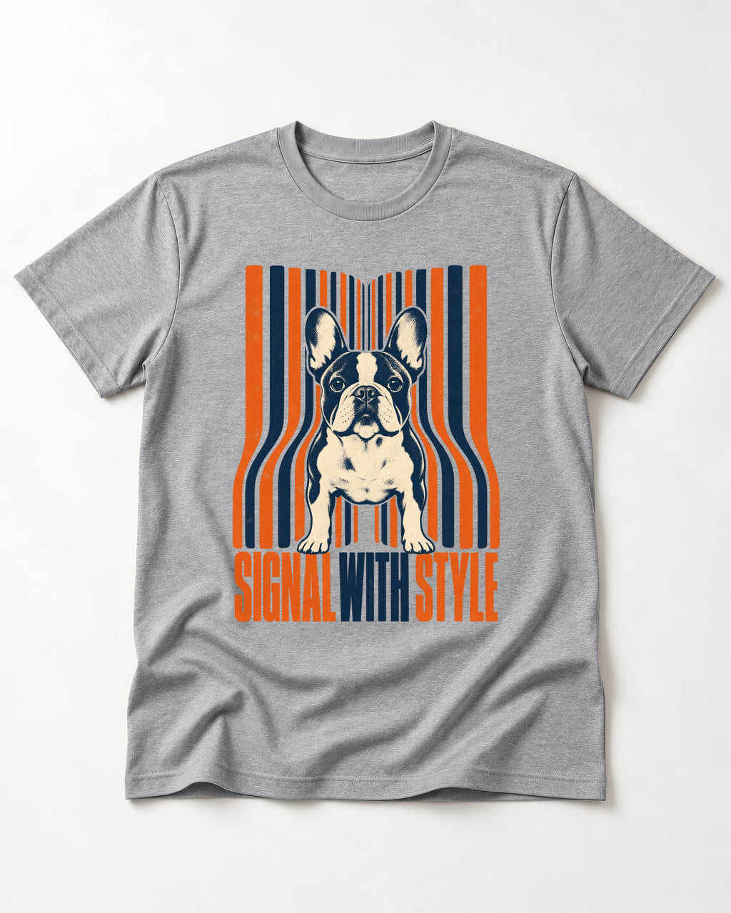 Frenchie Signal T-Shirt in Sport Grey, flat lay product photo