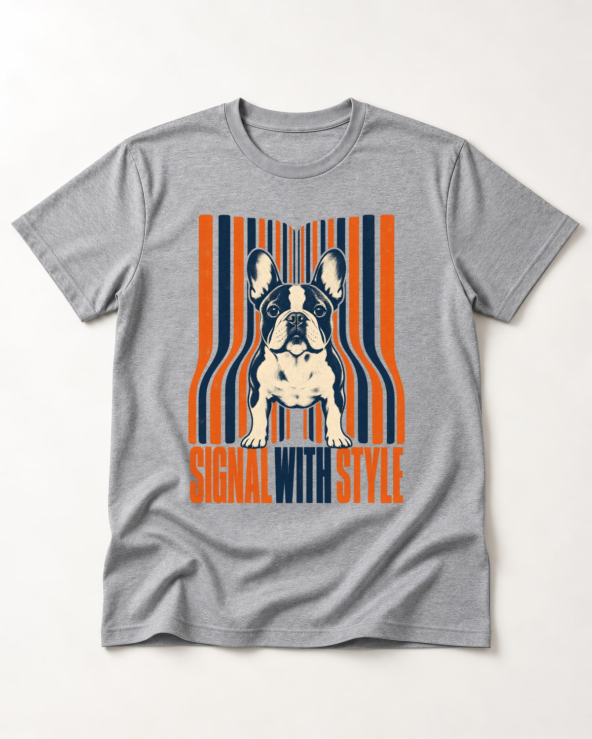 Frenchie Signal T-Shirt in Sport Grey, flat lay product photo