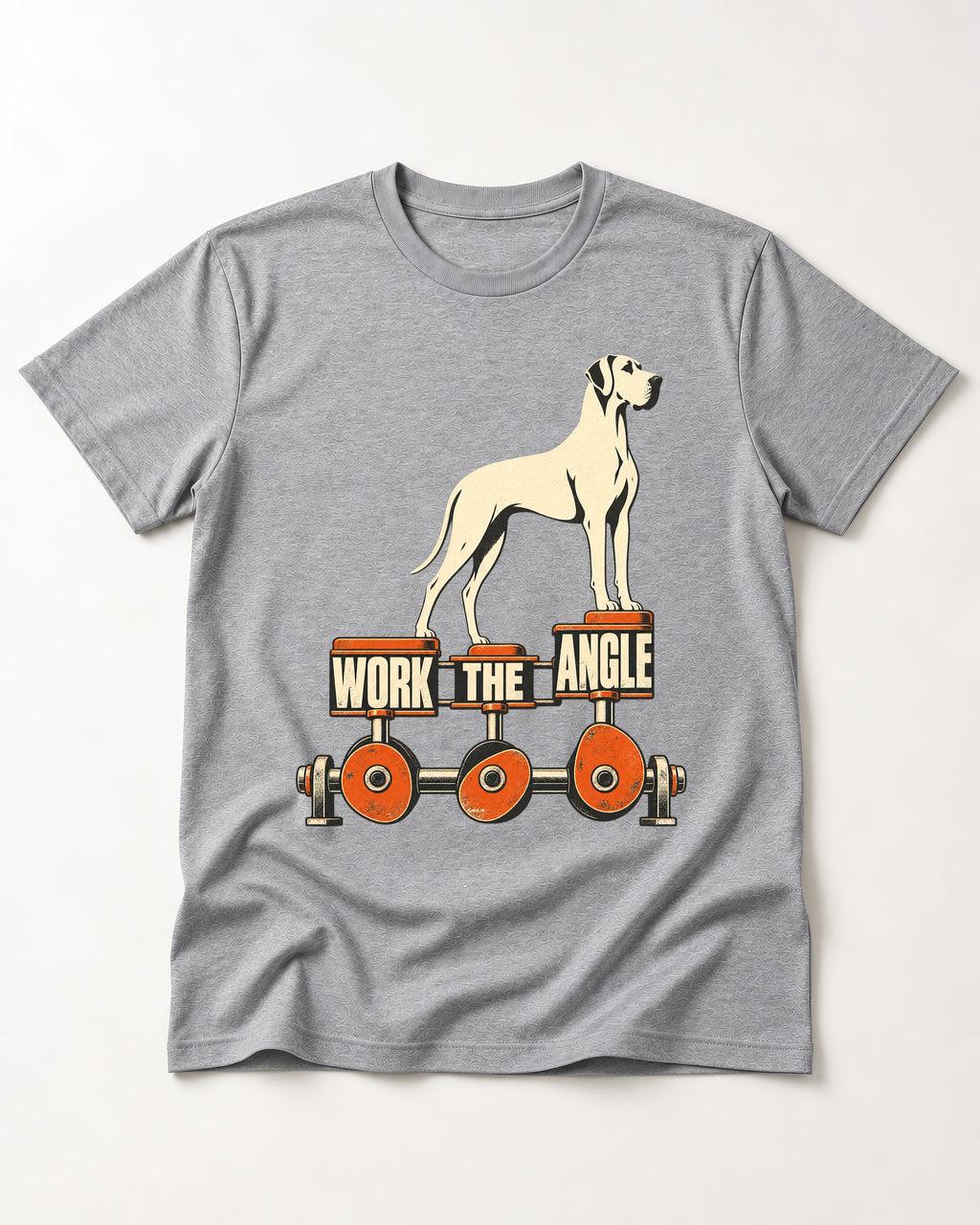 Great Dane Work the Angle T-Shirt in Sport Grey, flat lay product photo