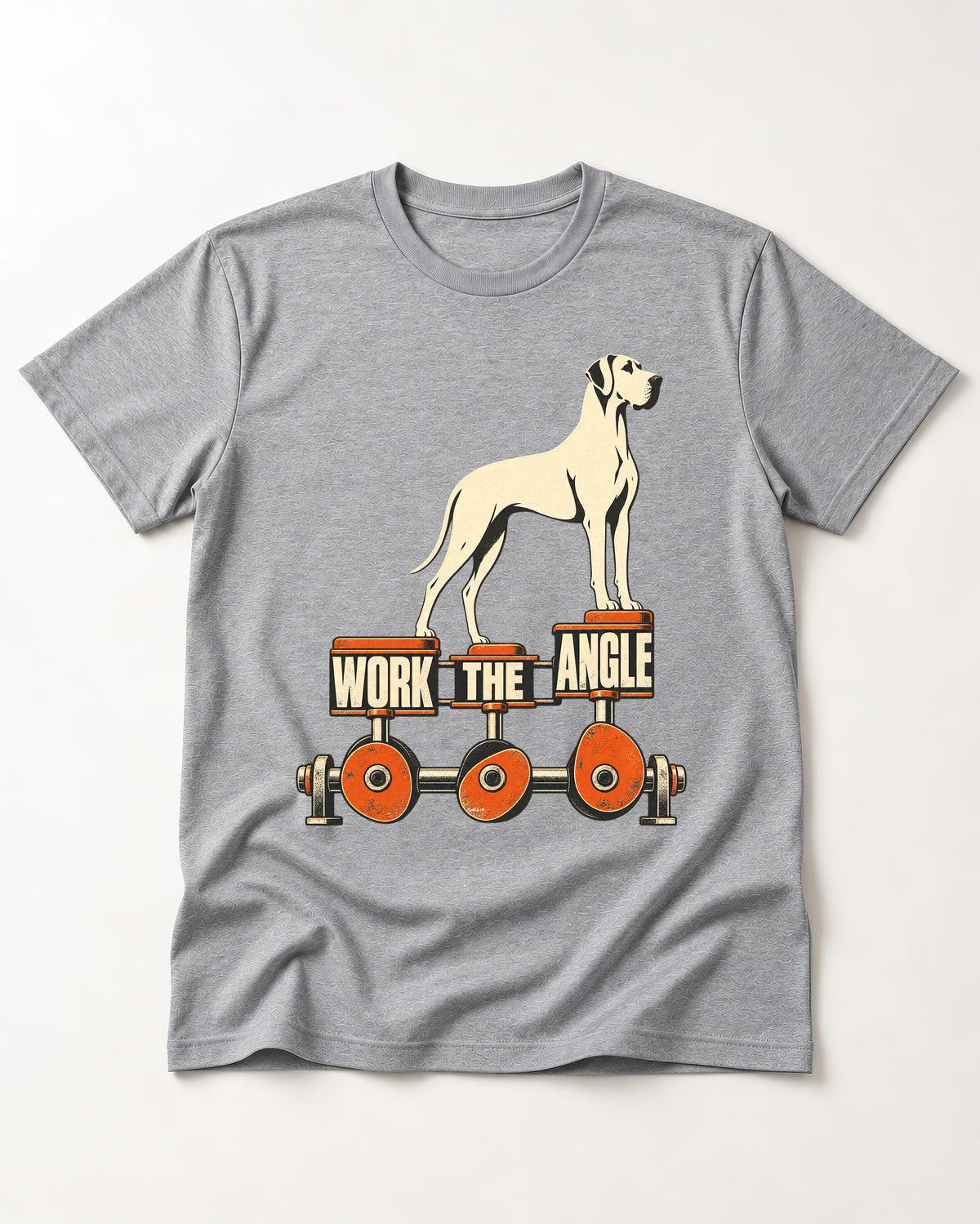Great Dane Work the Angle T-Shirt in Sport Grey, flat lay product photo