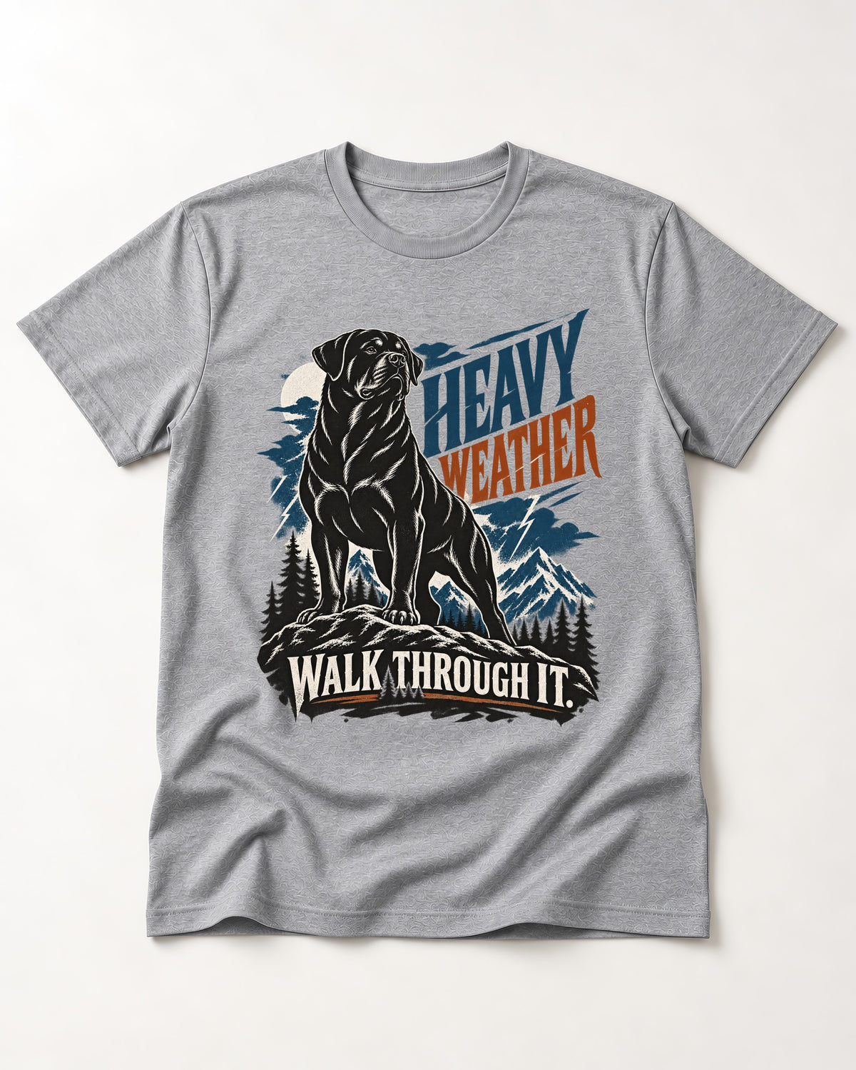 Heavy Weather Rottweiler T-Shirt in Sport Grey, flat lay product photo