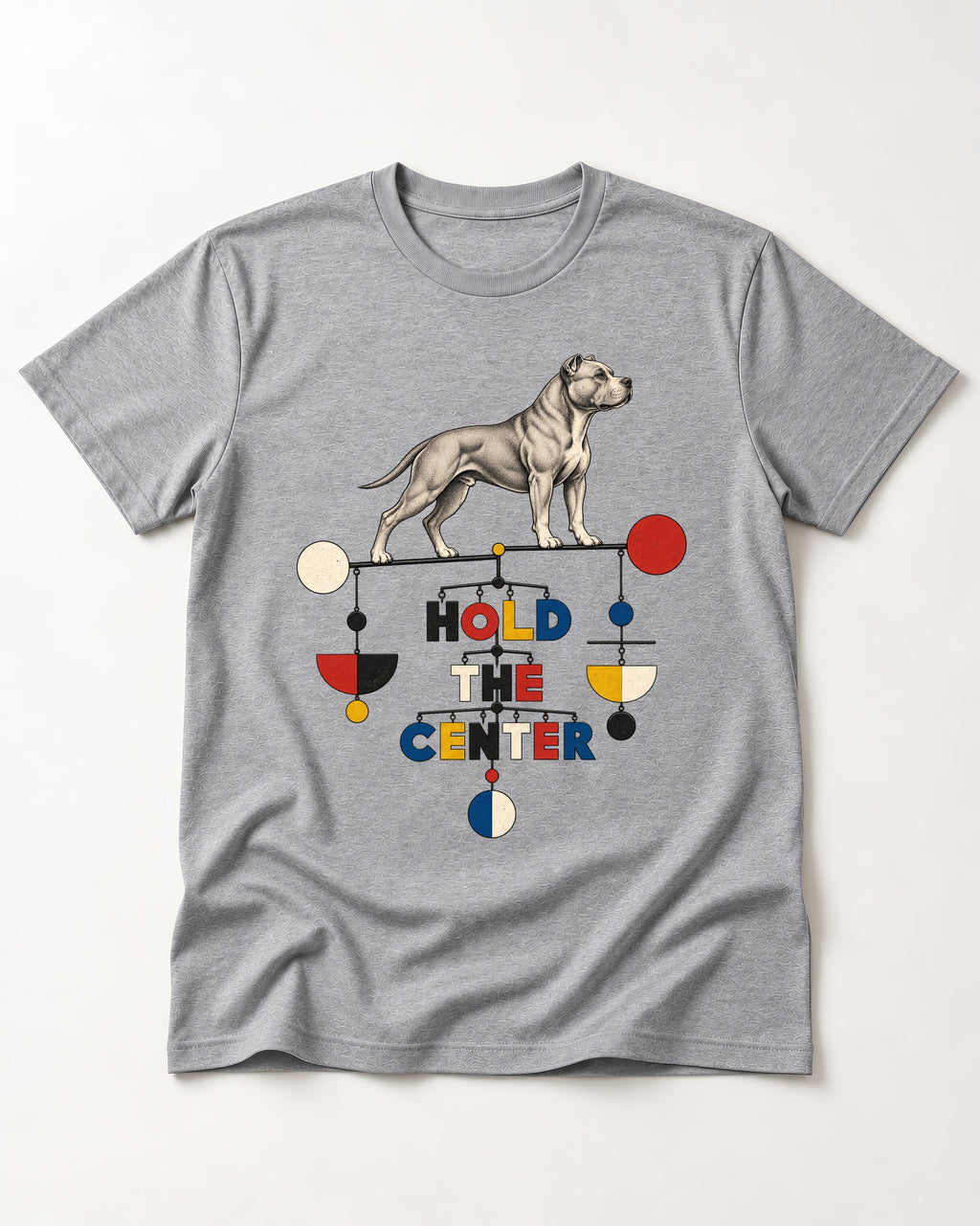 Pitbull Hold the Center Balance Mobile Graphic T-Shirt in Sport Grey, flat lay product photo