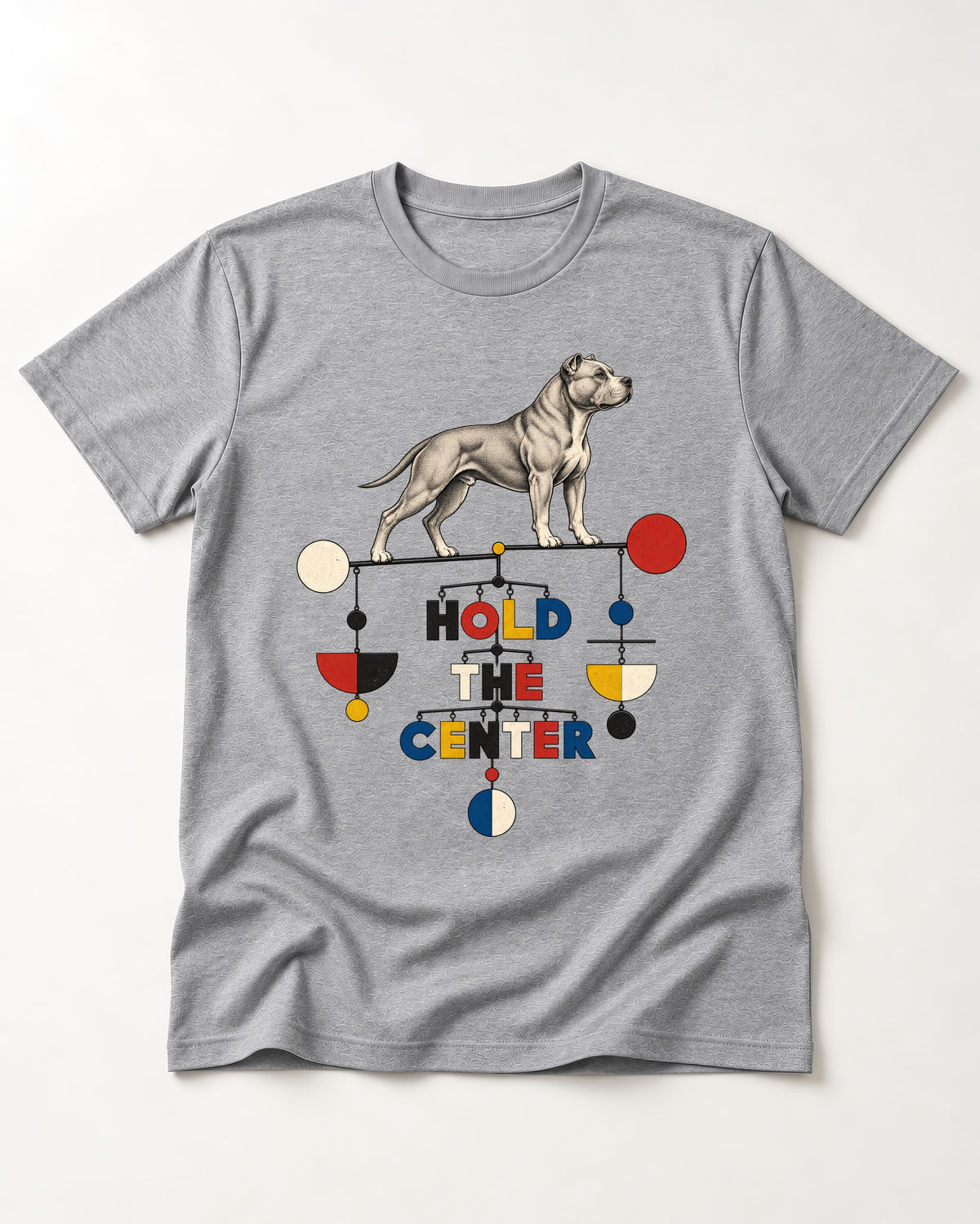 Pitbull Hold the Center Balance Mobile Graphic T-Shirt in Sport Grey, flat lay product photo