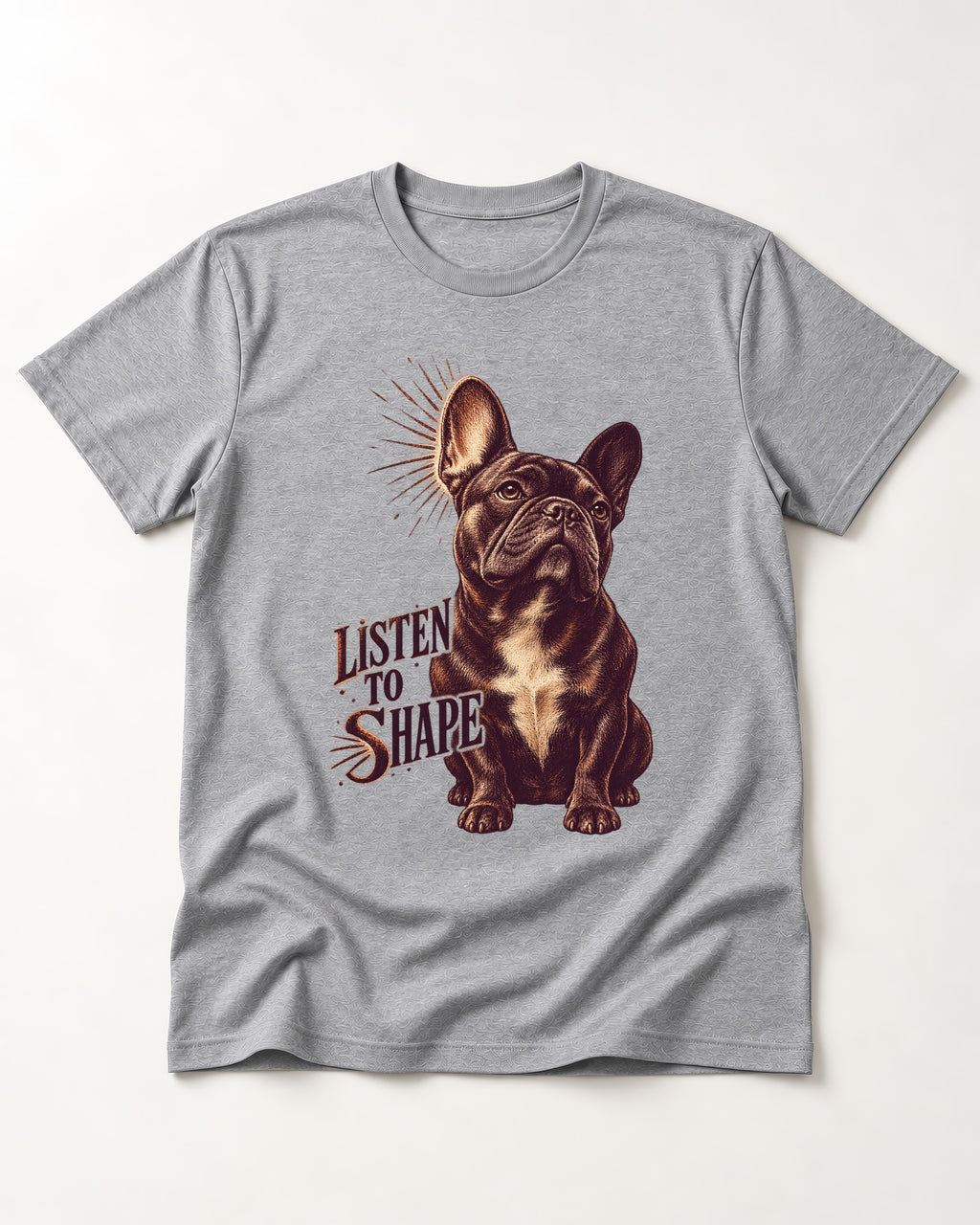 Listen to Shape Frenchie T-Shirt in Sport Grey, flat lay product photo