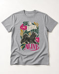 Shih Tzu Be a Little More Alive Botanical Graphic T-Shirt in Sport Grey, flat lay product photo