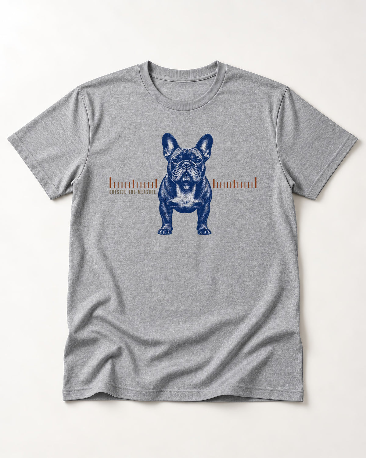 Frenchie Outside the Measure T-Shirt in Sport Grey, flat lay product photo