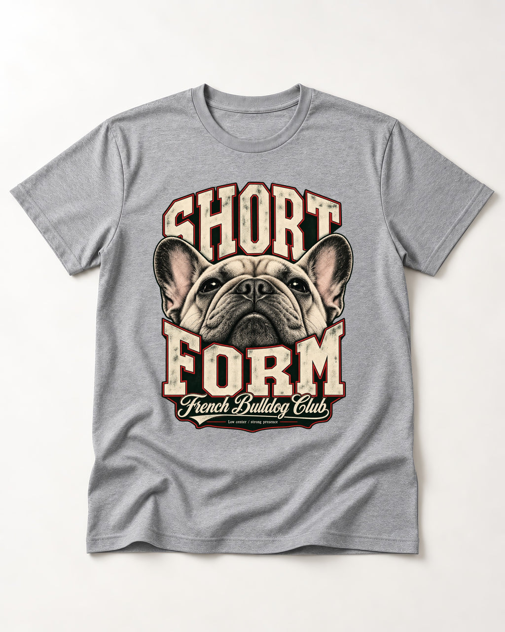 Short Form Frenchie T-Shirt in Sport Grey, flat lay product photo