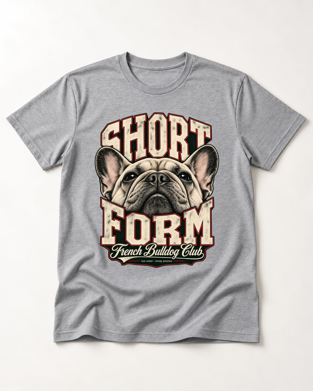 Short Form Frenchie T-Shirt in Sport Grey, flat lay product photo