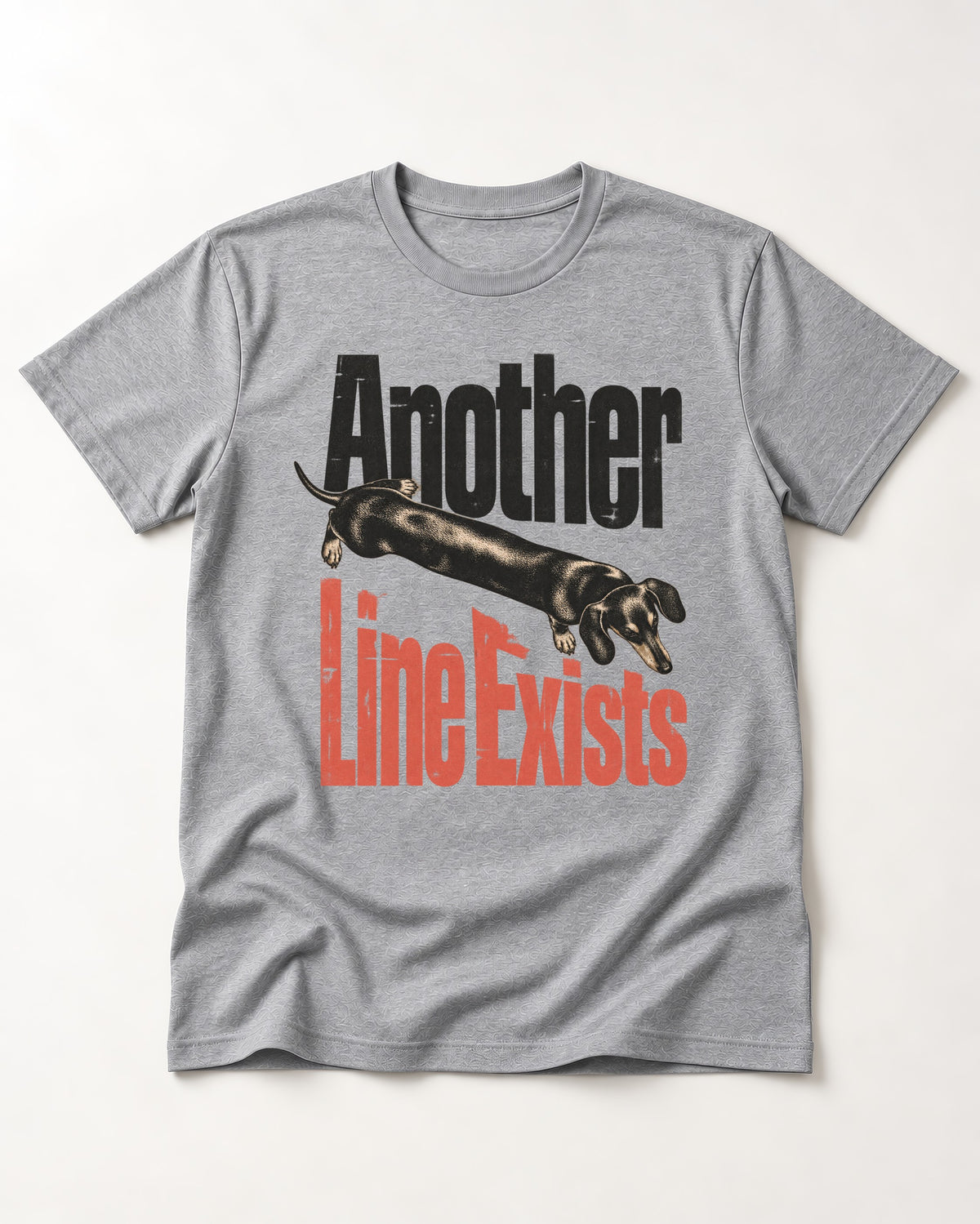 Another Dachshund Line Exists T-Shirt in Sport Grey, flat lay product photo
