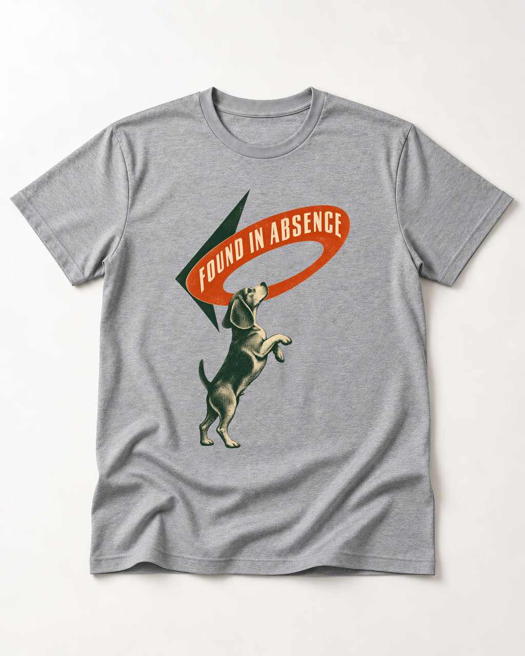 Beagle Found in Absence T-Shirt in Sport Grey, flat lay product photo