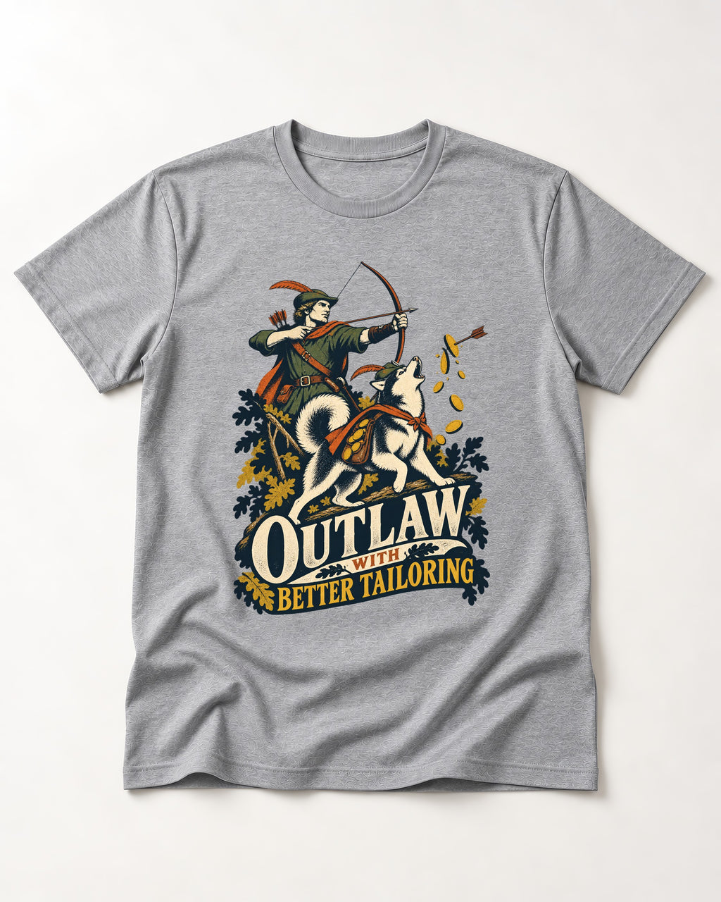 Husky Outlaw with Better Tailoring T-Shirt in Sport Grey, flat lay product photo