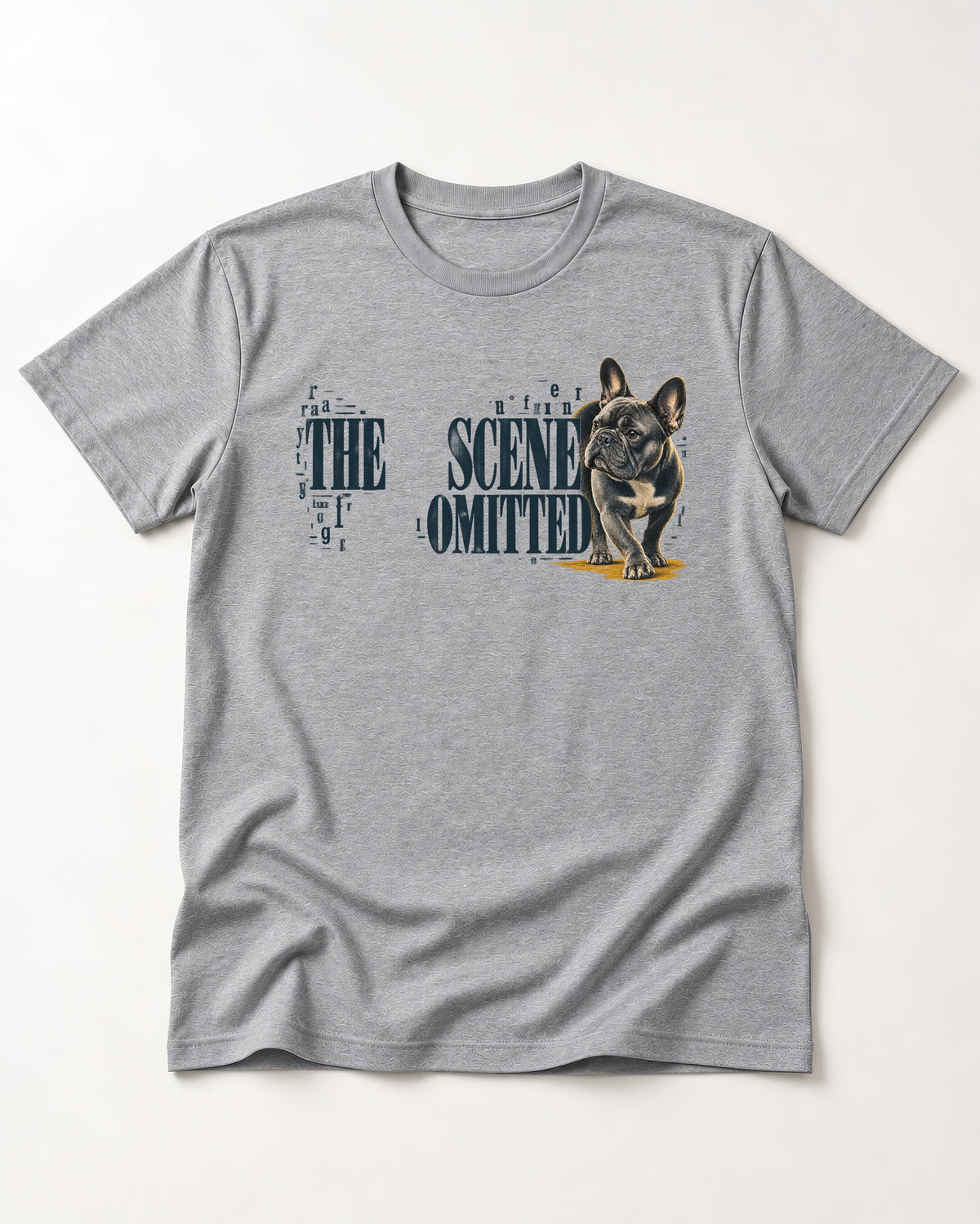 Scene Omitted for Frenchie T-Shirt in Sport Grey, flat lay product photo