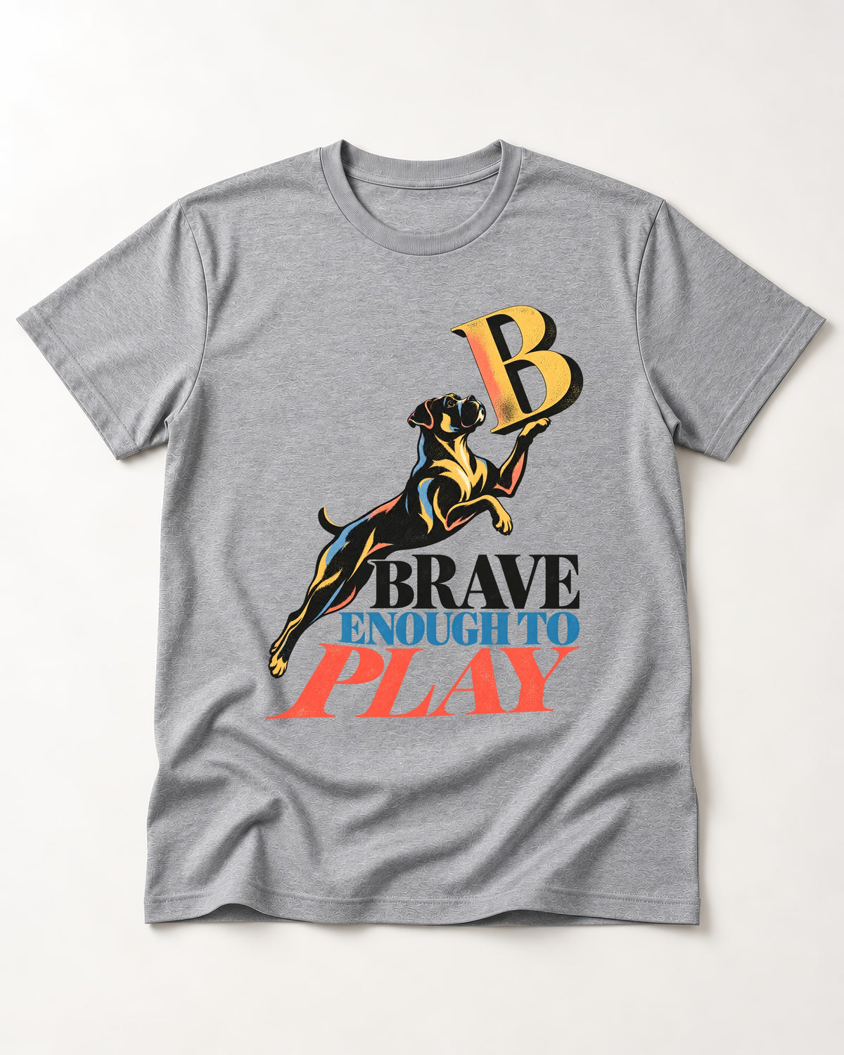 Boxer Brave Enough to Play T-Shirt in Sport Grey, flat lay product photo