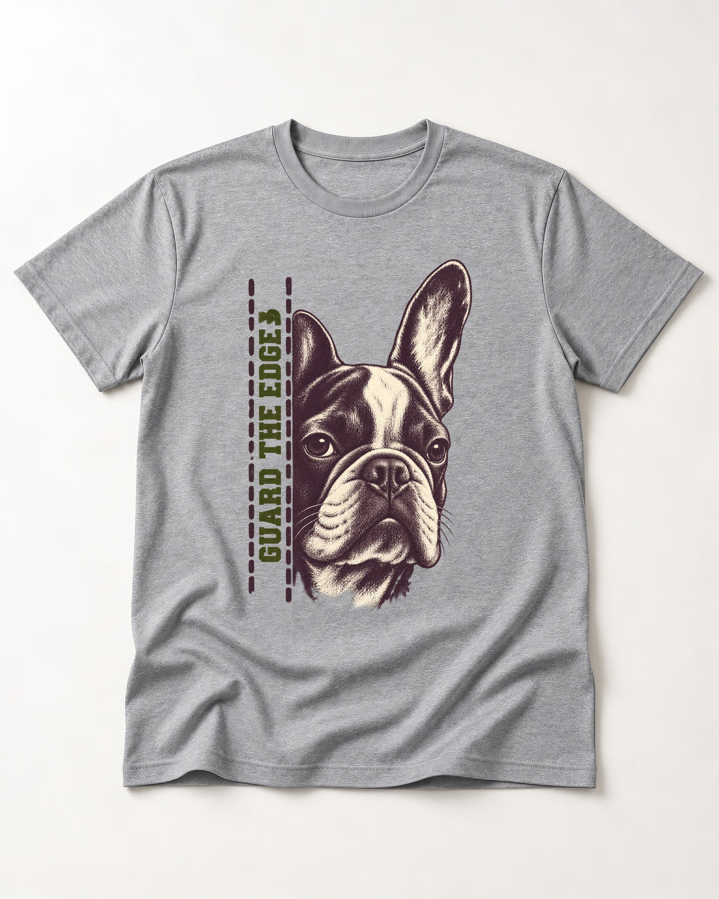 Frenchie Guard the Edge T-Shirt in Sport Grey, flat lay product photo