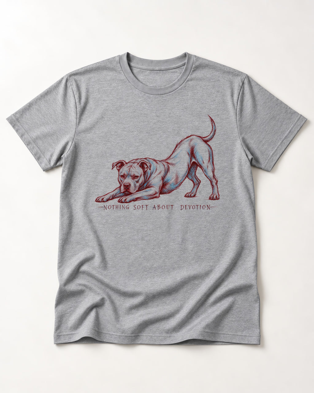 Nothing Soft About Pitbull Devotion T-Shirt in Sport Grey, flat lay product photo