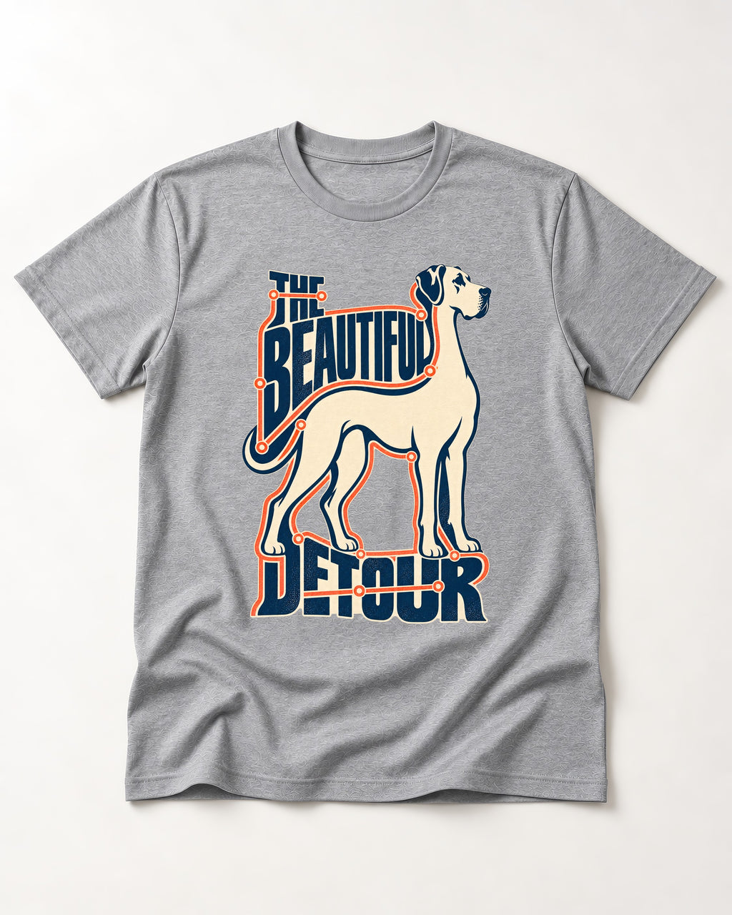 Great Dane's Beautiful Detour T-Shirt in Sport Grey, flat lay product photo
