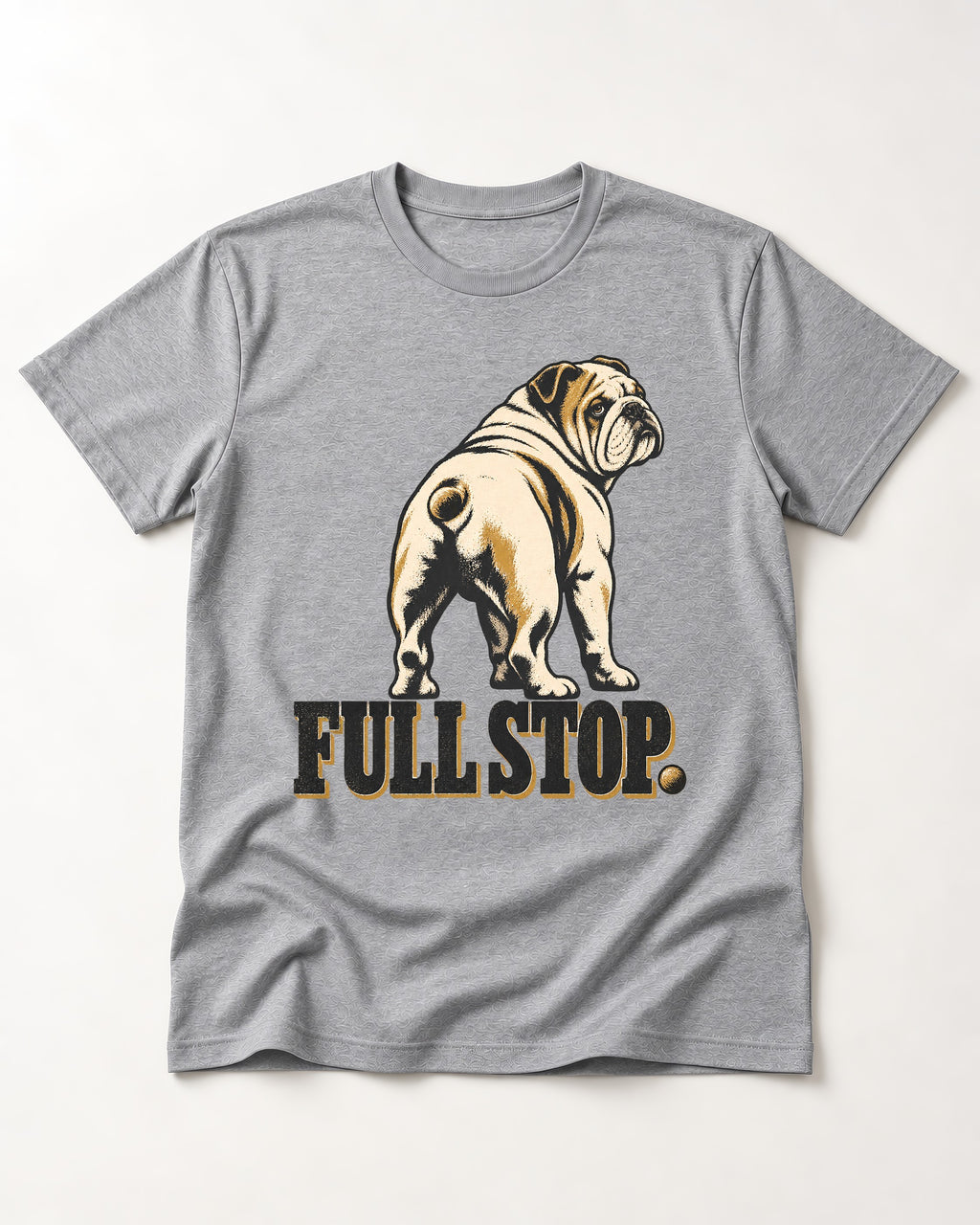 English Bulldog Full Stop T-Shirt in Sport Grey, flat lay product photo
