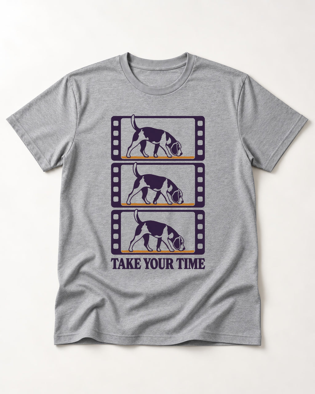 Beagle Take Your Time T-Shirt in Sport Grey, flat lay product photo
