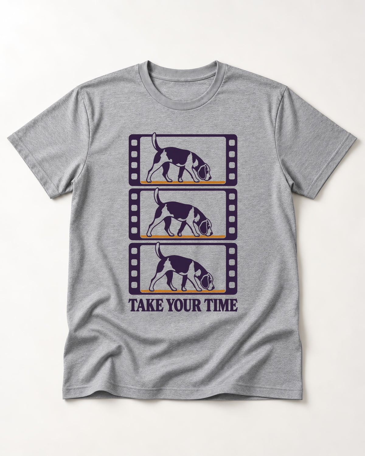 Beagle Take Your Time T-Shirt in Sport Grey, flat lay product photo