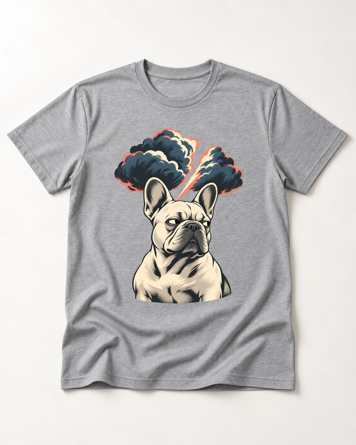 Frenchie Storm Warning T-Shirt in Sport Grey, flat lay product photo
