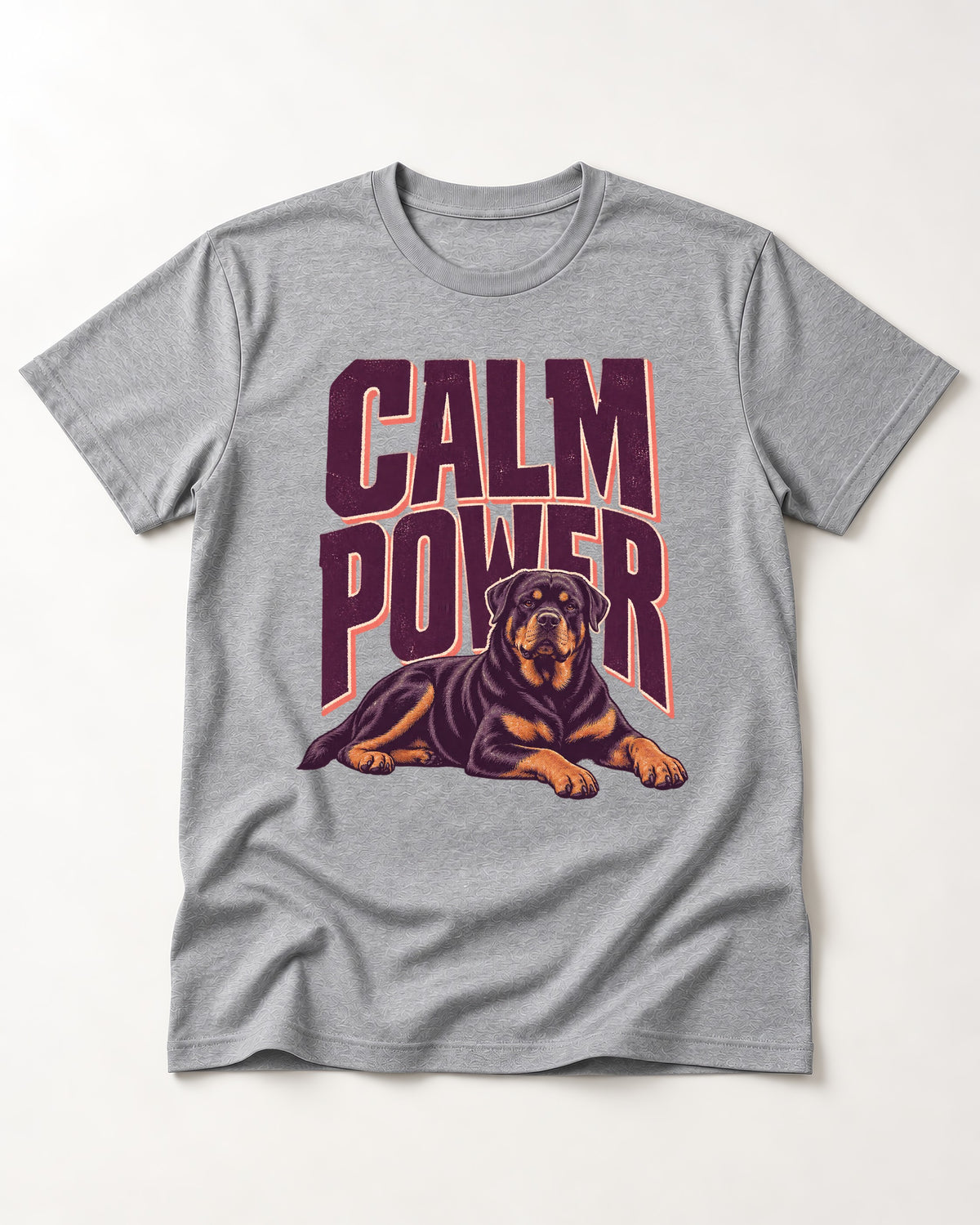 Rottweiler Calm Power Resting Dog Graphic T-Shirt in Sport Grey, flat lay product photo