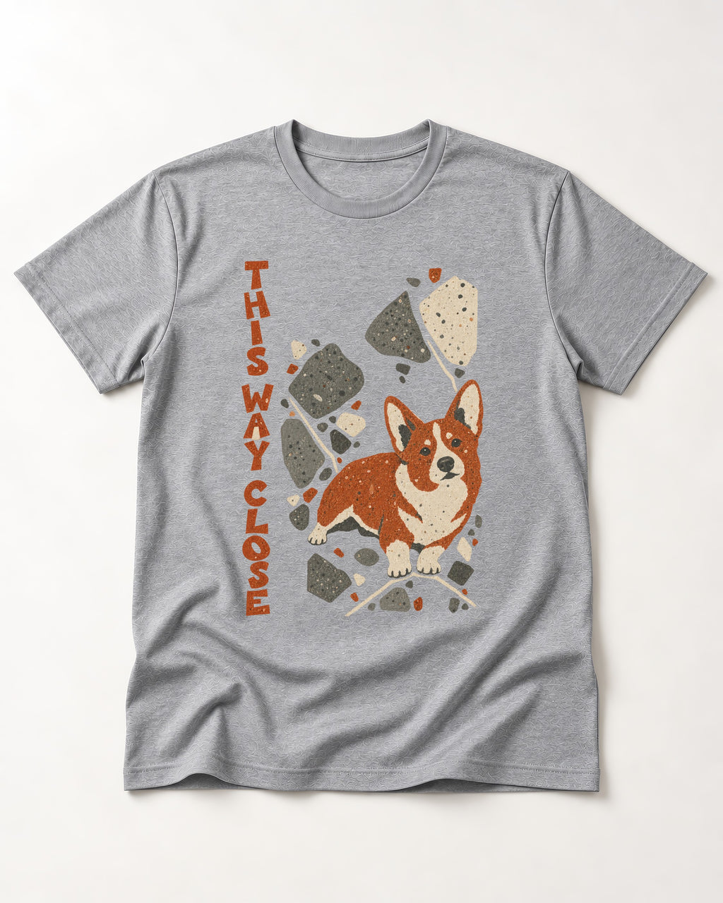 Corgi This Way Close Rubble Graphic T-Shirt in Sport Grey, flat lay product photo
