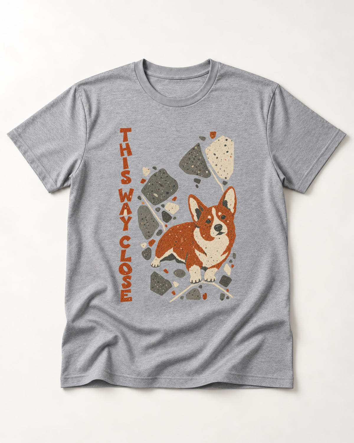 Corgi This Way Close Rubble Graphic T-Shirt in Sport Grey, flat lay product photo