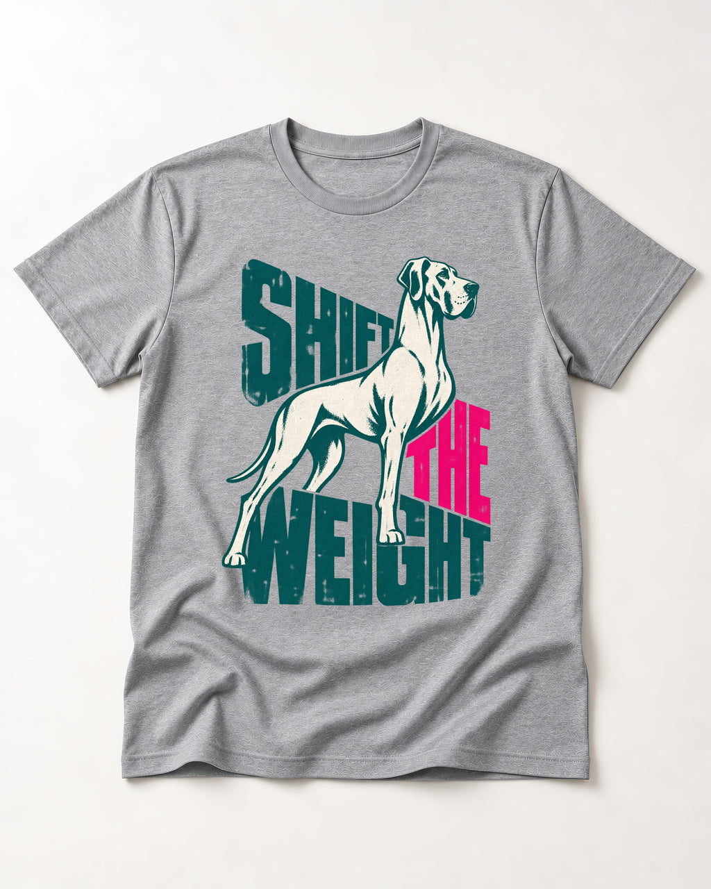 Great Dane Shift the Weight Standing Graphic T-Shirt in Sport Grey, flat lay product photo